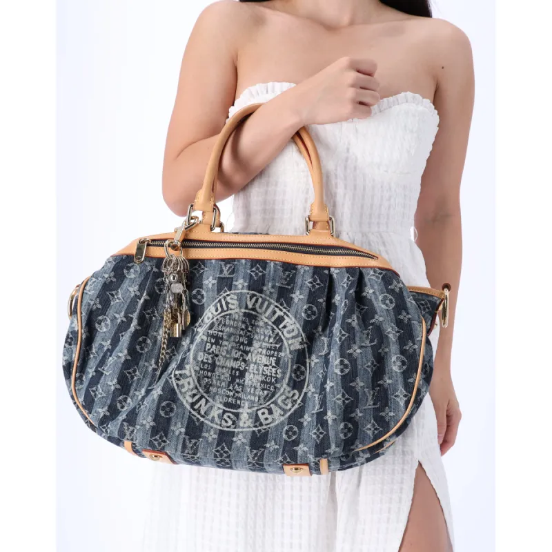 Louis Vuitton Monogram Denim Raye Cabas GM M95336 LV Tote w Charm sold by Gaby's Bags