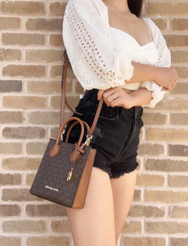 Michael Kors Mercer Extra Small Phone Crossbody Bag Leather Brown MK sold by Gaby's Bags