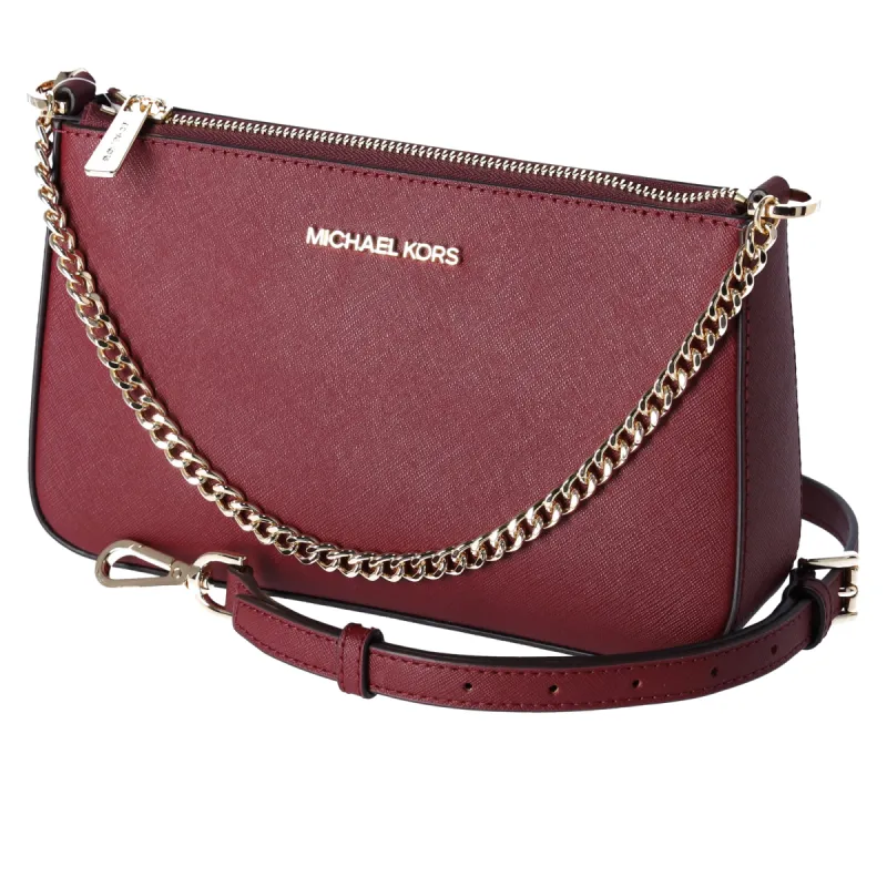 Michael Kors Jet Set Travel Medium Zip Pouchette Crossbody Dark Cherry Leather sold by Gaby's Bags