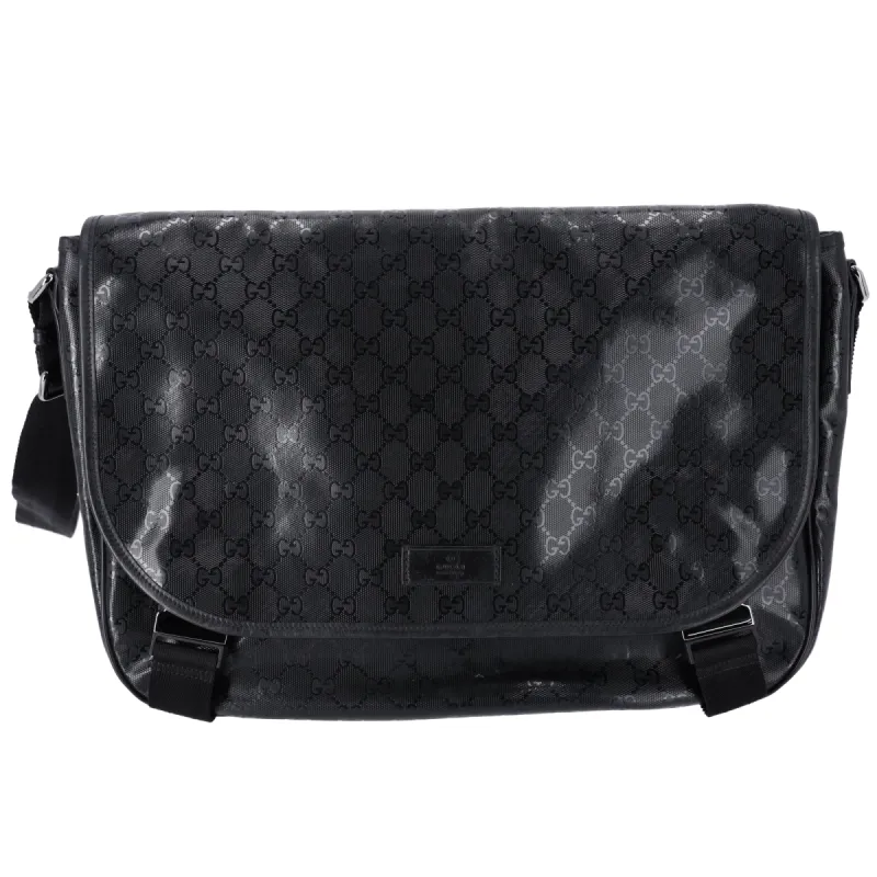 Gucci Black GG Imprime Large Messenger Bag sold by Gaby's Bags