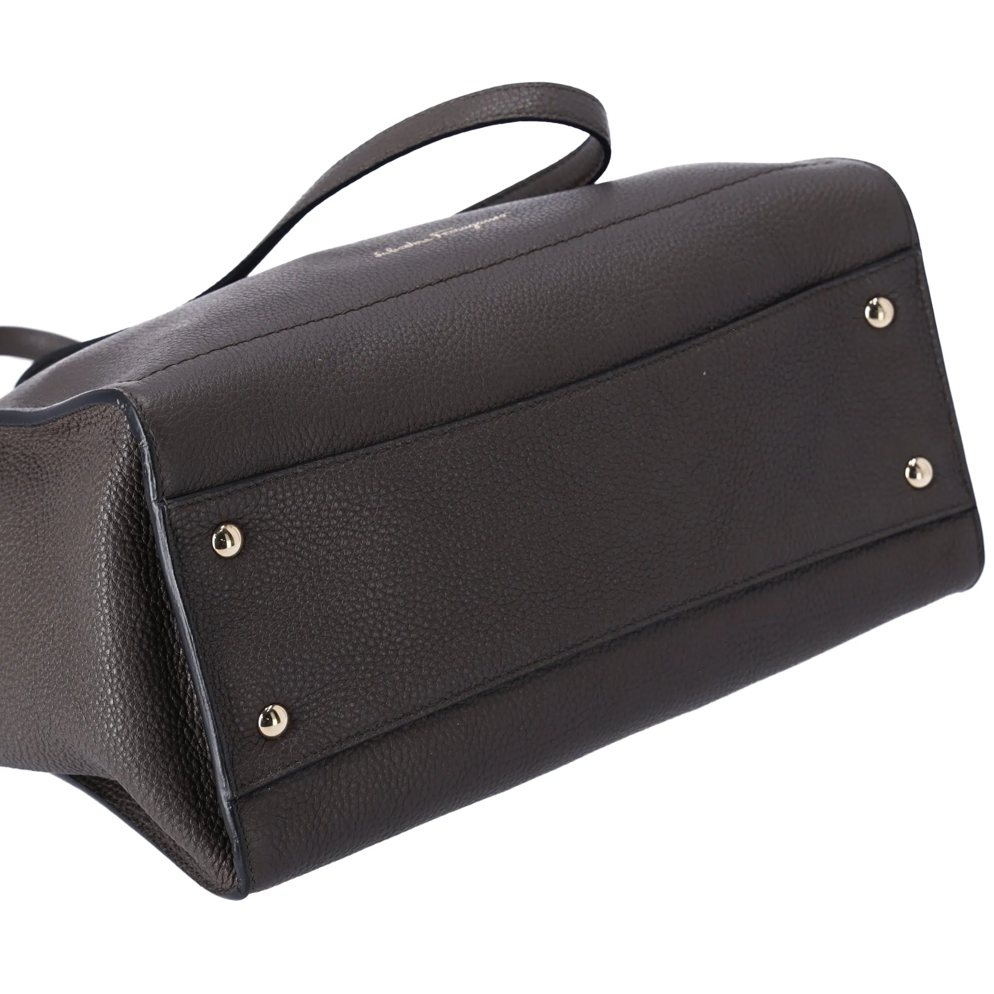 Salvatore Ferragamo Amy Medium Top Zip Shoulder Tote Bag Leather Dark Gray sold by Gaby's Bags product image thumbnail 2