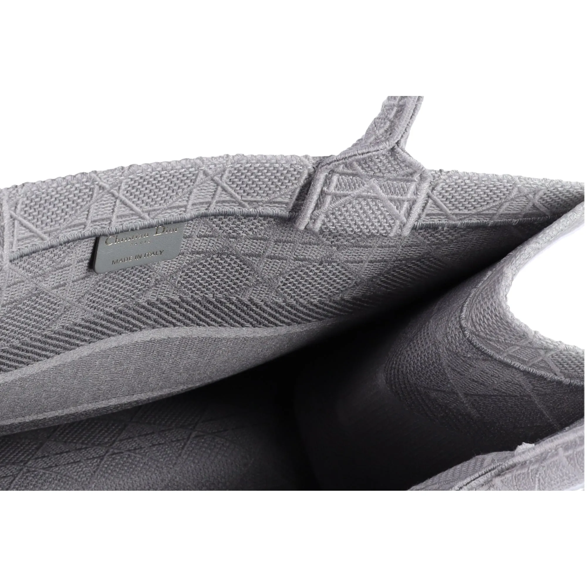 Christian Dior Canvas Embroidered Cannage Medium Book Tote Stone Gray sold by Gaby's Bags product image thumbnail 5