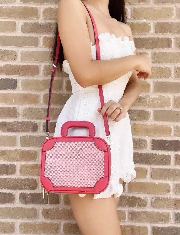 Kate Spade Traveler Trunk Crossbody Bag Pink Multi Leather Canvas sold by Gaby's Bags