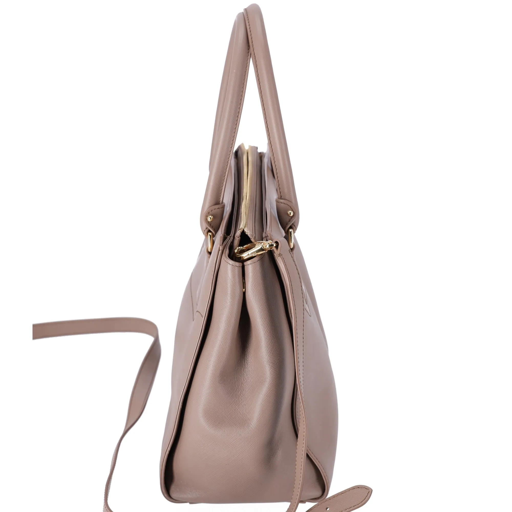 Salvatore Ferragamo Beky Triple Compartment Tote Taupe Saffiano Leather sold by Gaby's Bags product image thumbnail 4