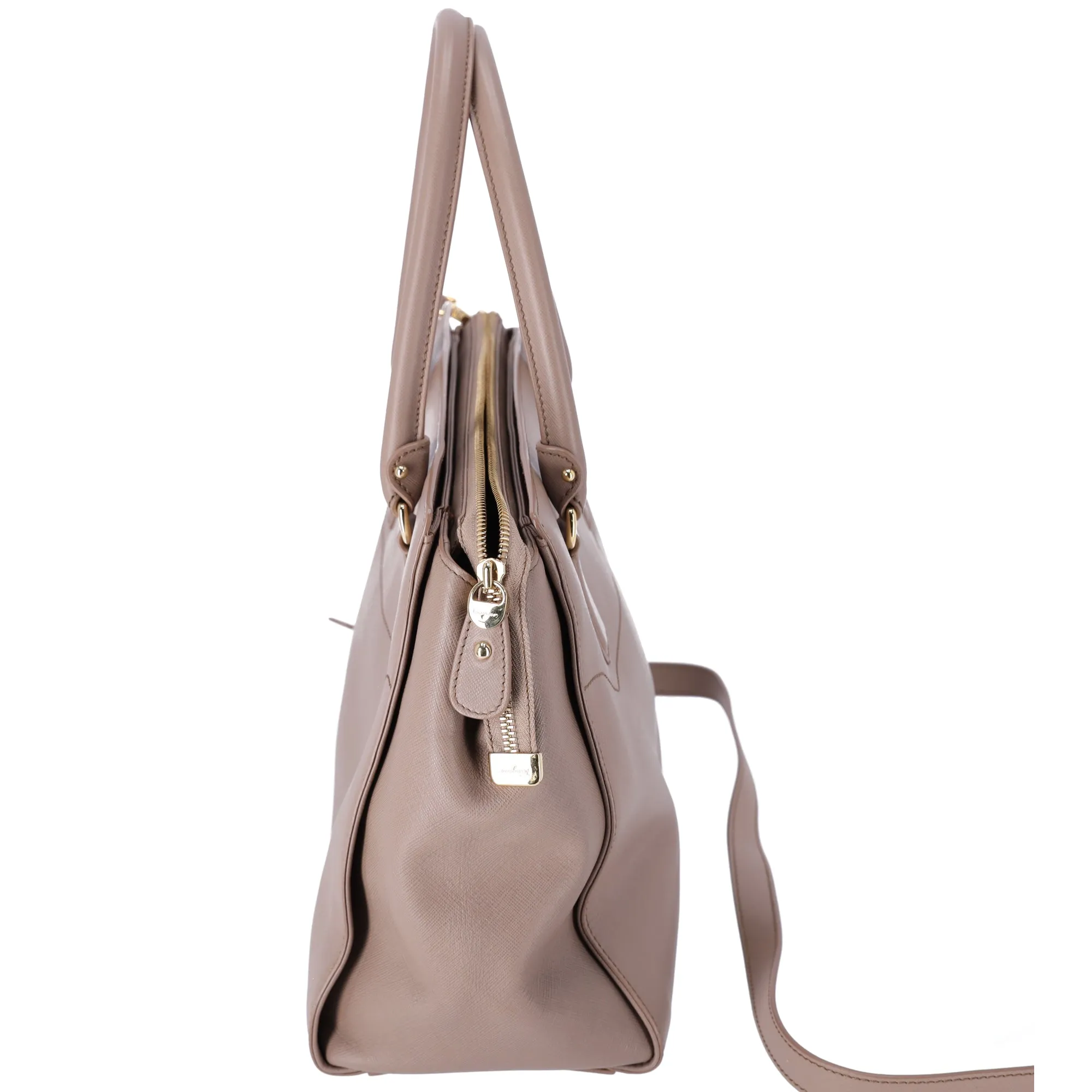 Salvatore Ferragamo Beky Triple Compartment Tote Taupe Saffiano Leather sold by Gaby's Bags product image thumbnail 2