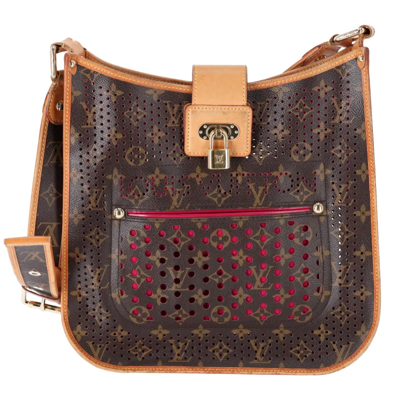 Louis Vuitton Musette Monogram Perforated Shoulder Bag M95174 Fuchsia Pink Brown sold by Gaby's Bags