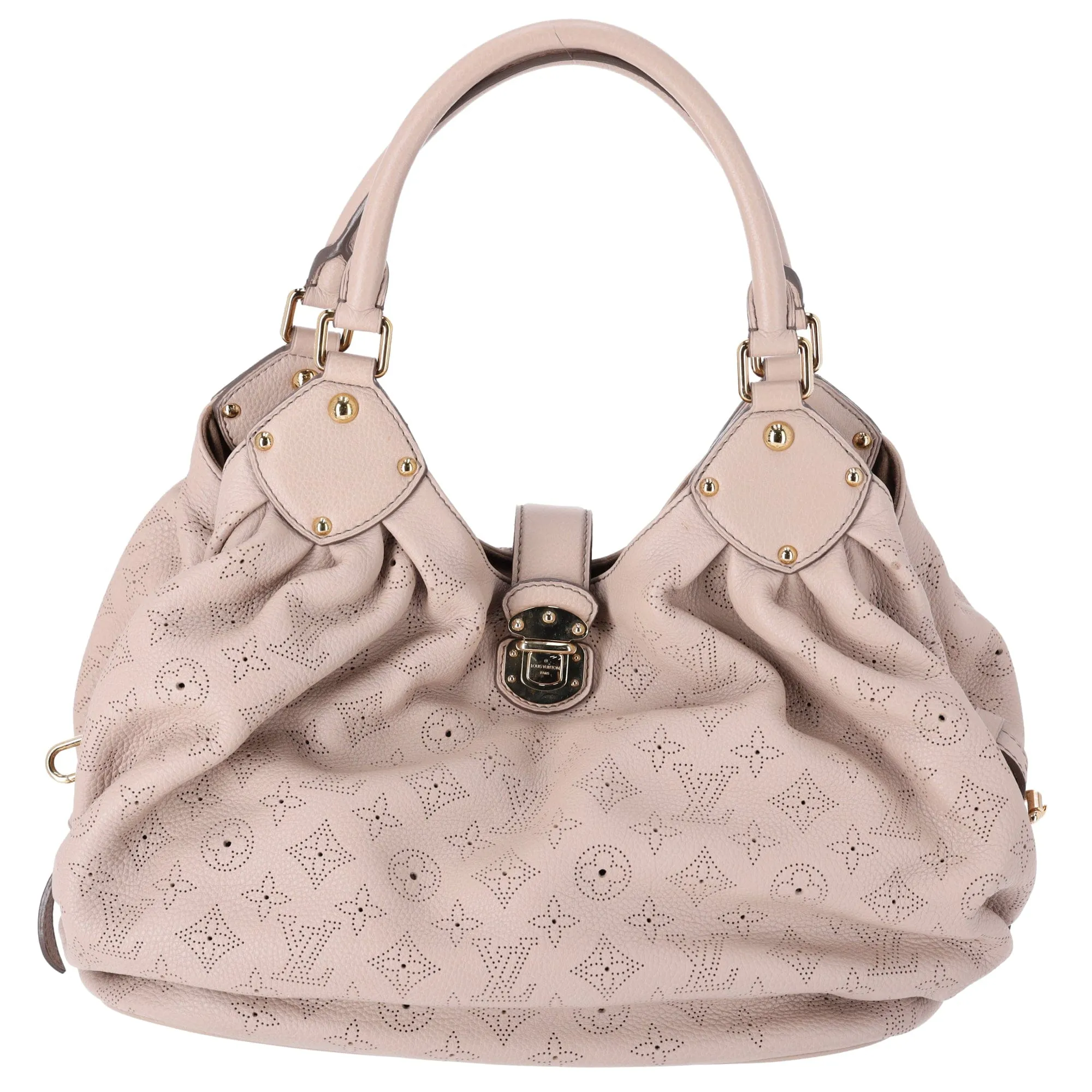 Louis Vuitton Mahina Monogram Hobo Tote Handbag M93503 Coquille Beige Leather sold by Gaby's Bags