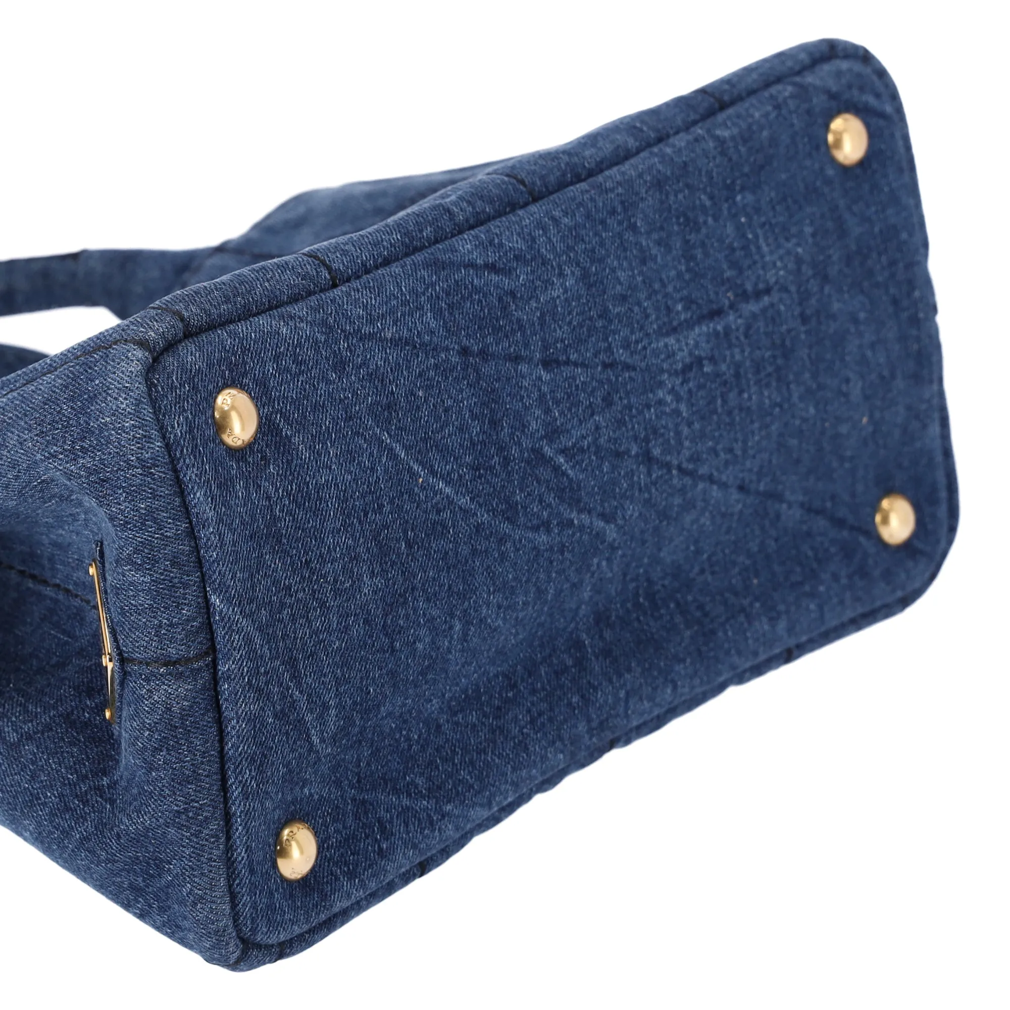 PRADA Canapa Small Canvas Tote Shoulder Bag Denim Blue Logo 1BG439 sold by Gaby's Bags product image thumbnail 2