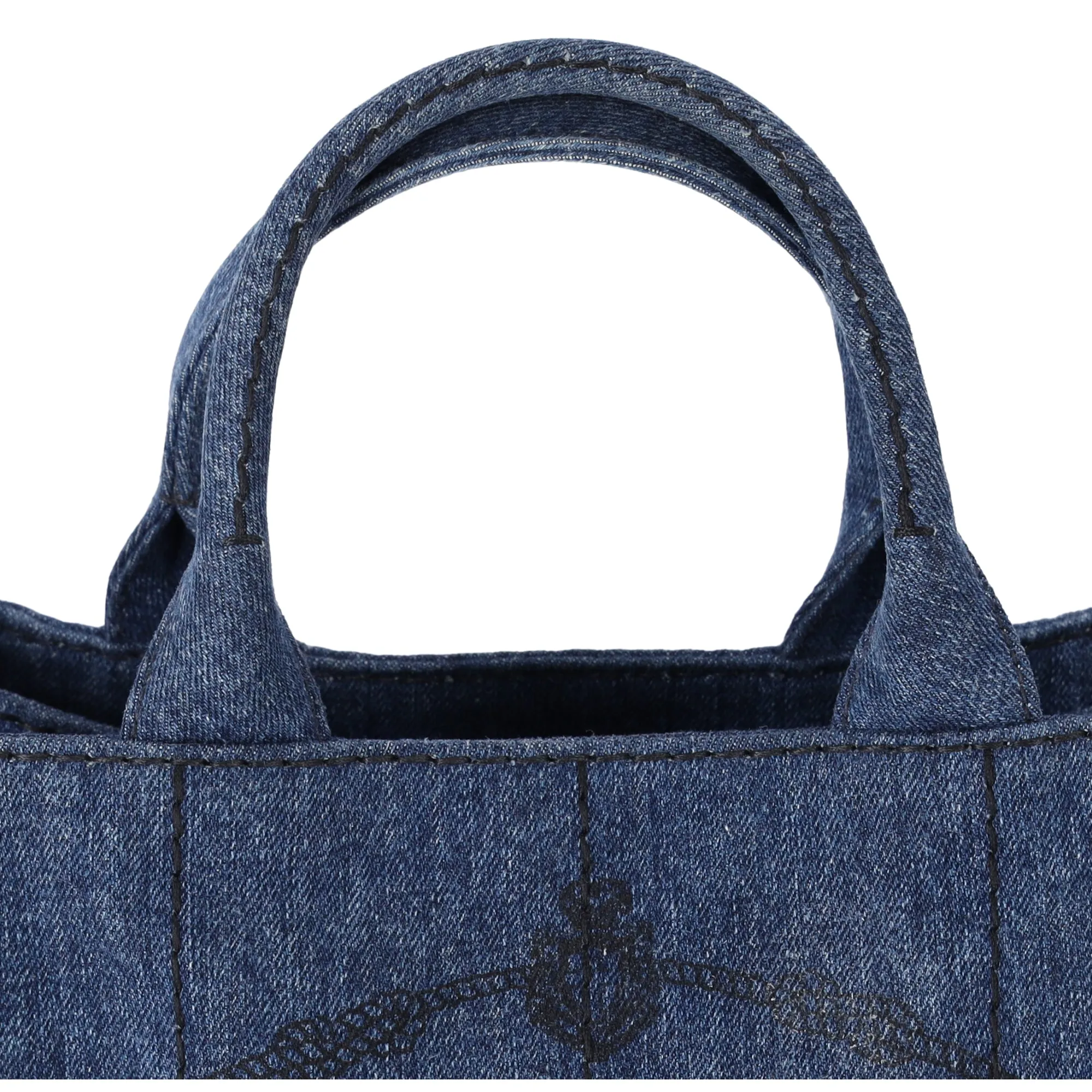 PRADA Canapa Small Canvas Tote Shoulder Bag Denim Blue Logo 1BG439 sold by Gaby's Bags product image thumbnail 3