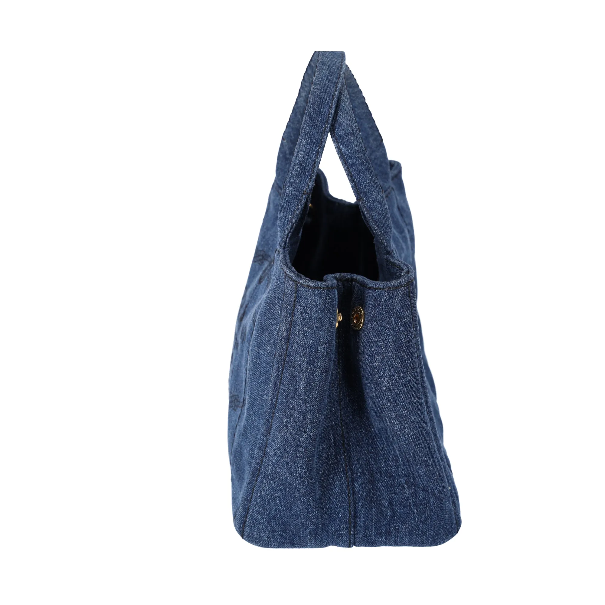 PRADA Canapa Small Canvas Tote Shoulder Bag Denim Blue Logo 1BG439 sold by Gaby's Bags product image thumbnail 4