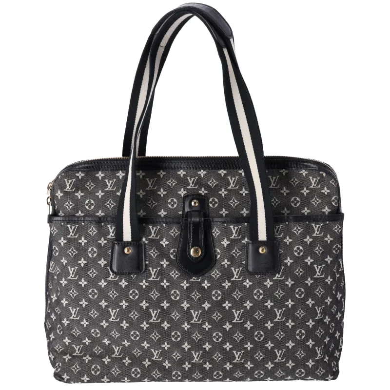 Louis Vuitton Cabas Mary Kate Denim Black Noir Monogram Zip Shoulder Tote M92495 sold by Gaby's Bags