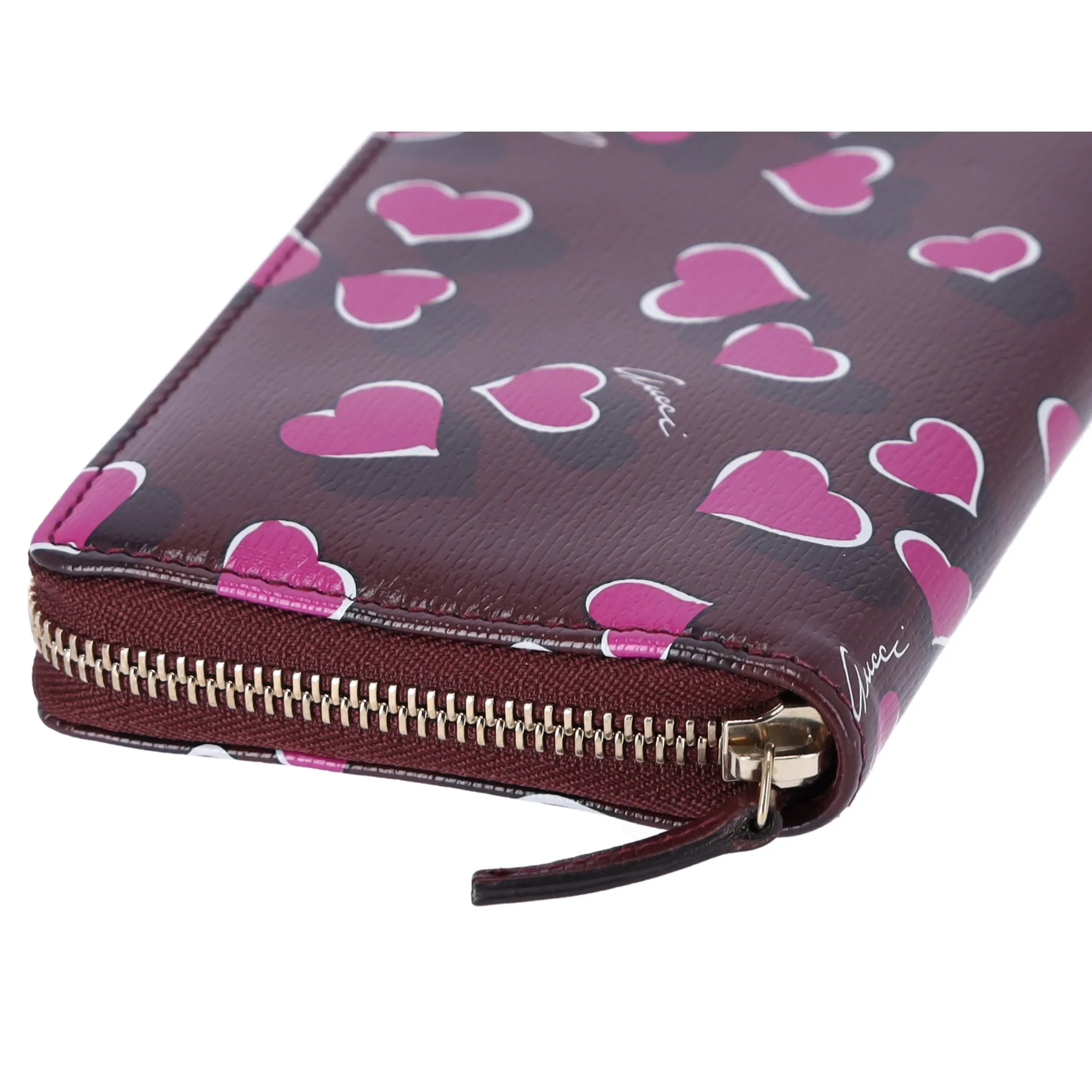 GUCCI Betty Interlocking G Heartbeat Print Zip Around Wallet Wine Pink sold by Gaby's Bags product image thumbnail 4