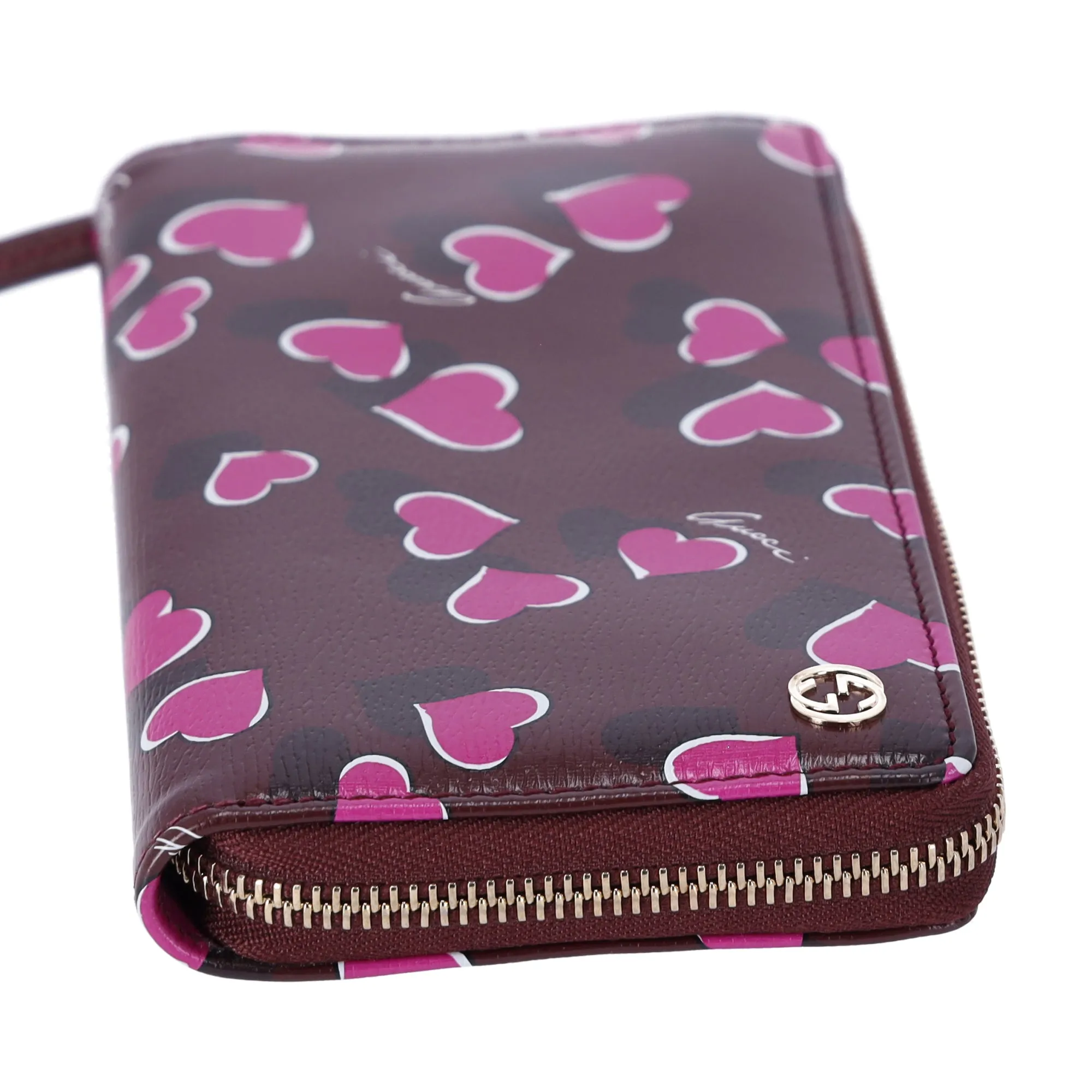 GUCCI Betty Interlocking G Heartbeat Print Zip Around Wallet Wine Pink sold by Gaby's Bags product image thumbnail 5