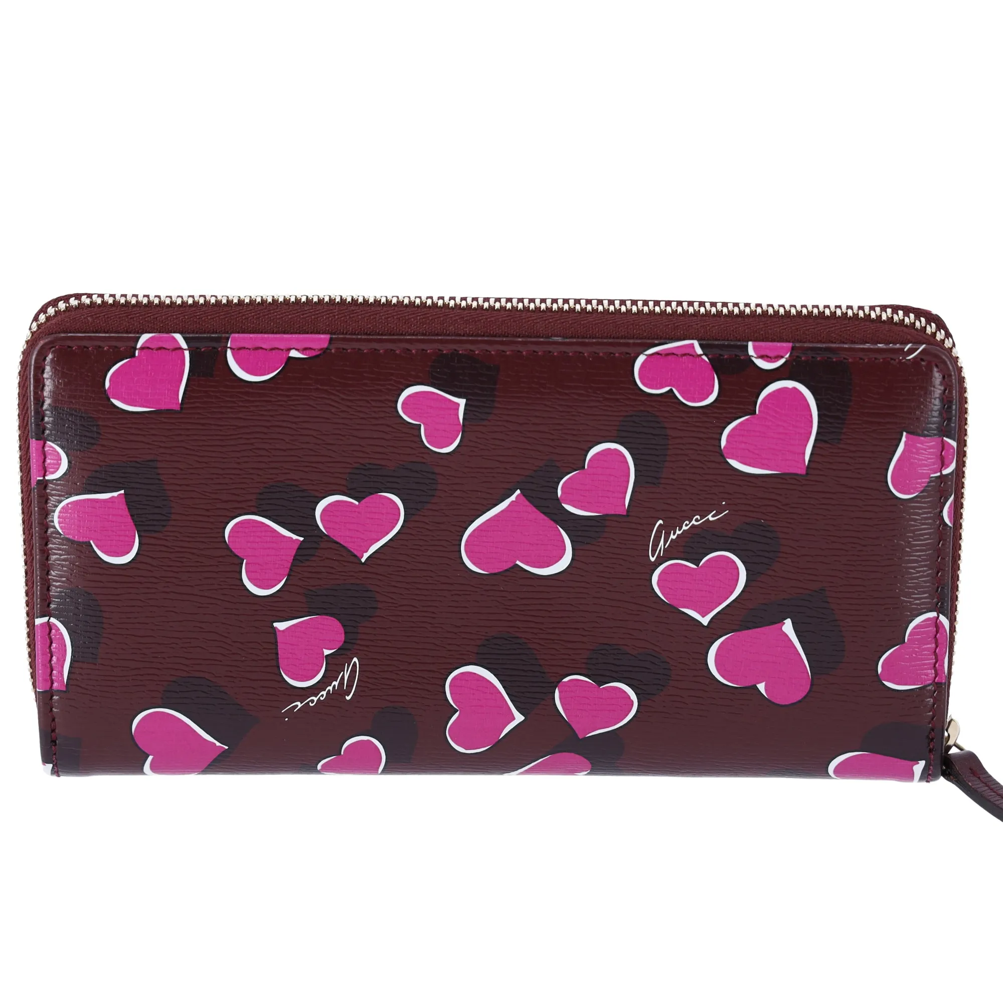GUCCI Betty Interlocking G Heartbeat Print Zip Around Wallet Wine Pink sold by Gaby's Bags product image thumbnail 3
