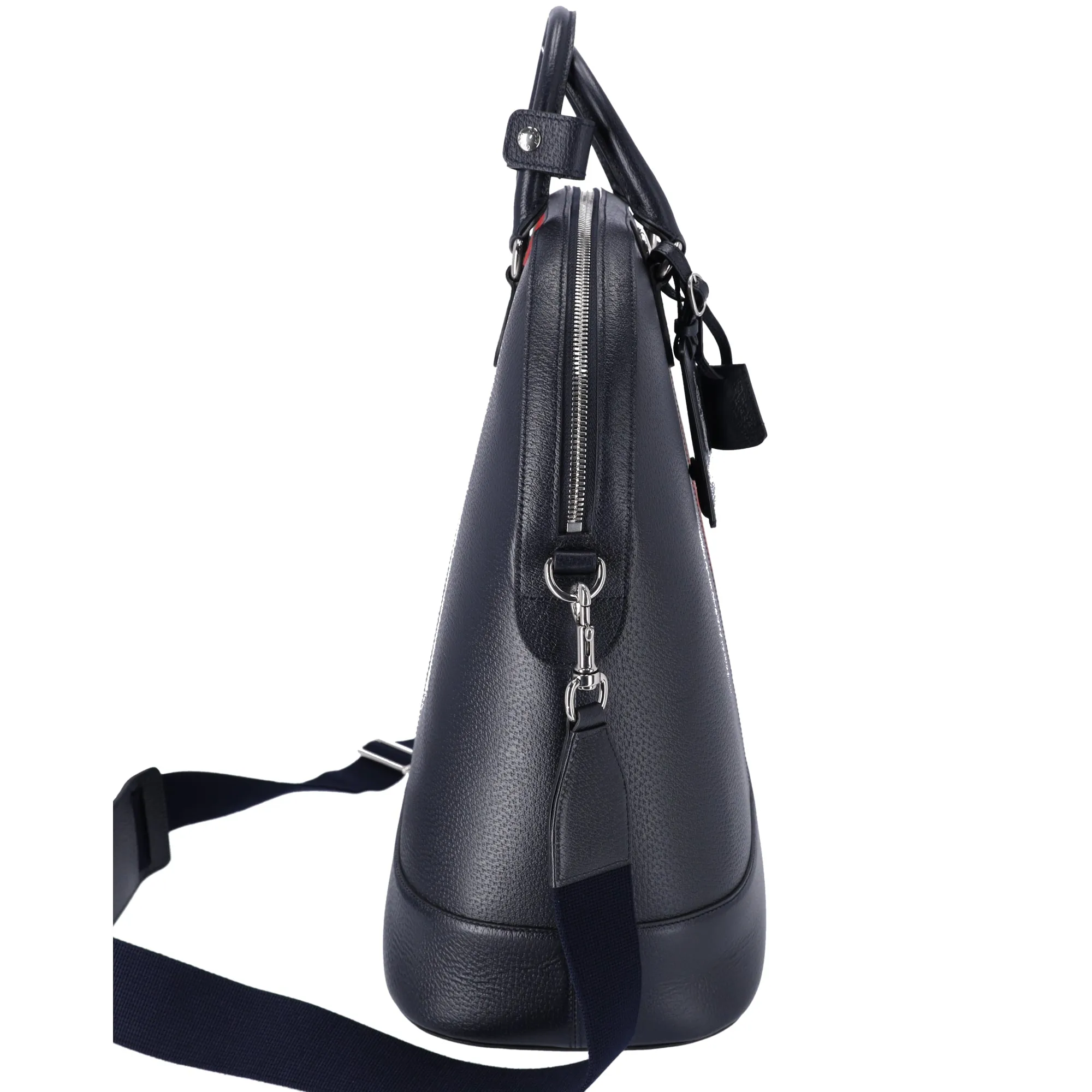 GUCCI Blue Pebbled Leather Vintage Web Savoy Bowling Large Tote Bag sold by Gaby's Bags product image thumbnail 4