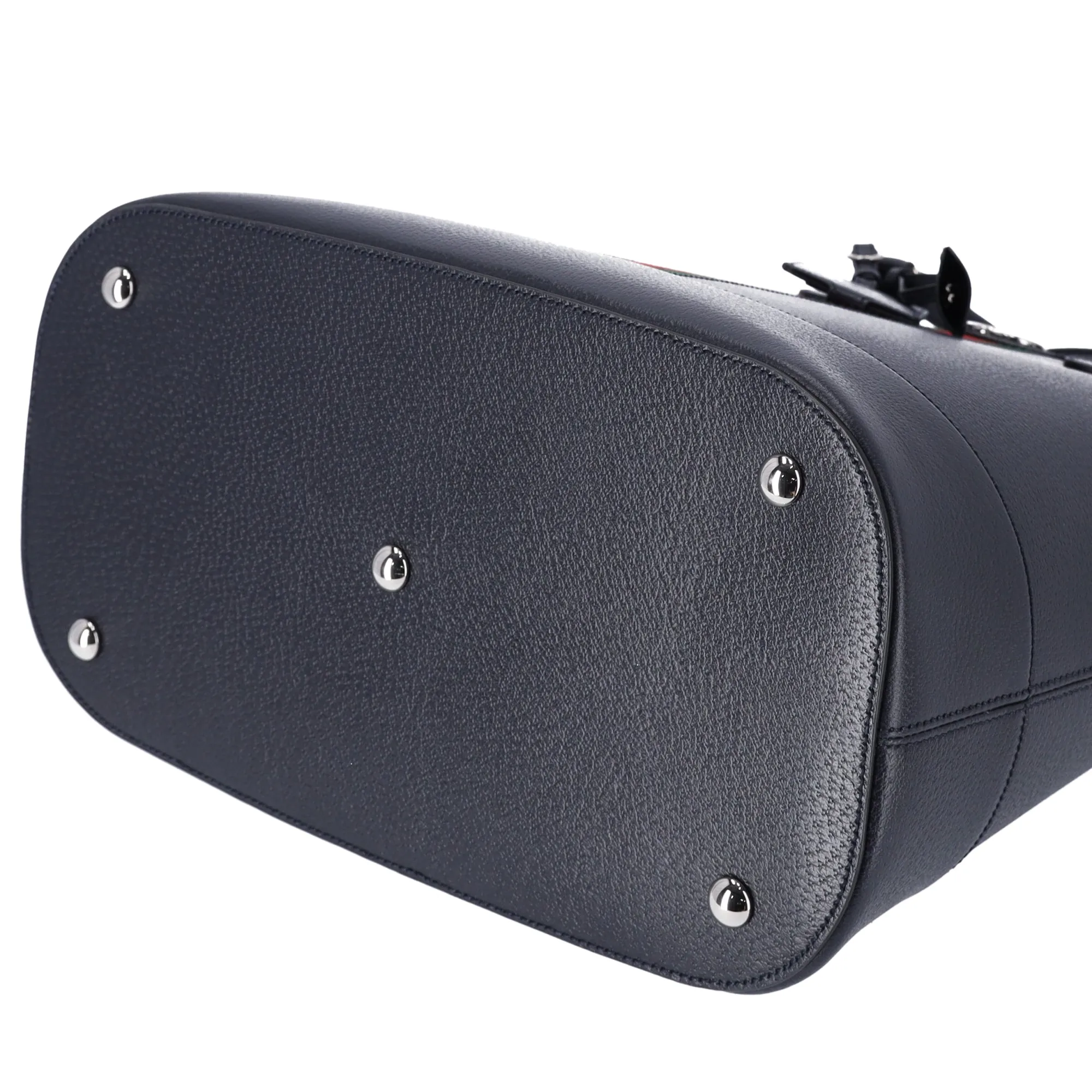 GUCCI Blue Pebbled Leather Vintage Web Savoy Bowling Large Tote Bag sold by Gaby's Bags product image thumbnail 5