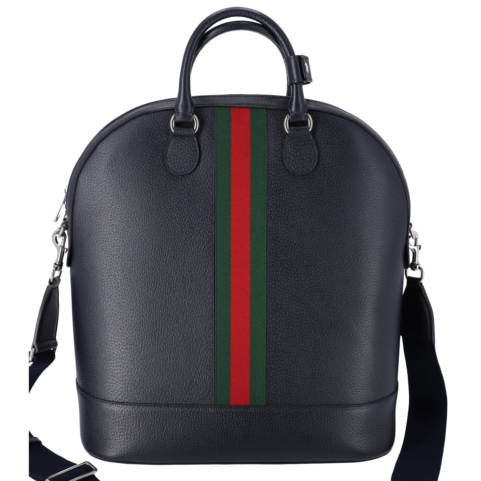 GUCCI Blue Pebbled Leather Vintage Web Savoy Bowling Large Tote Bag sold by Gaby's Bags product image thumbnail 3