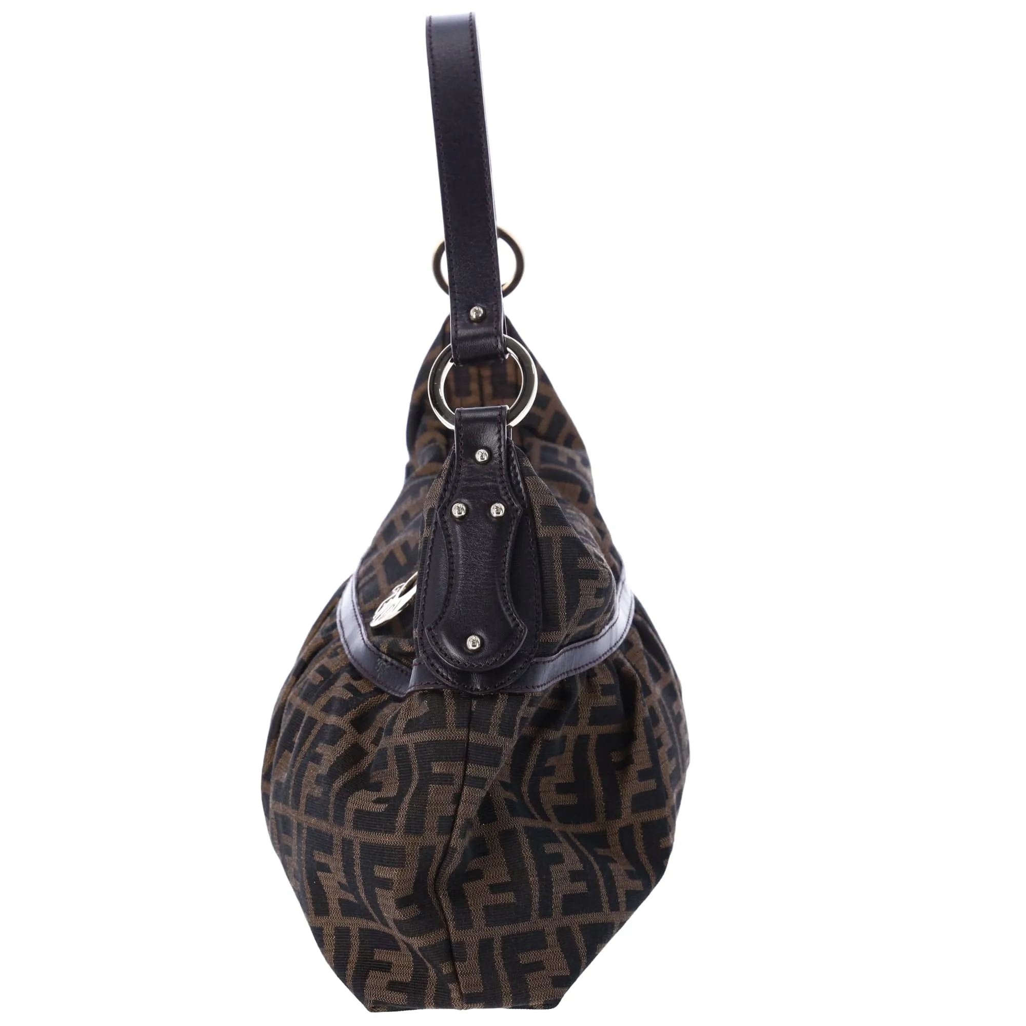 FENDI Zucca 8BR448 Brown Black Jacquard Leather Shoulder Bag Hobo sold by Gaby's Bags product image thumbnail 2