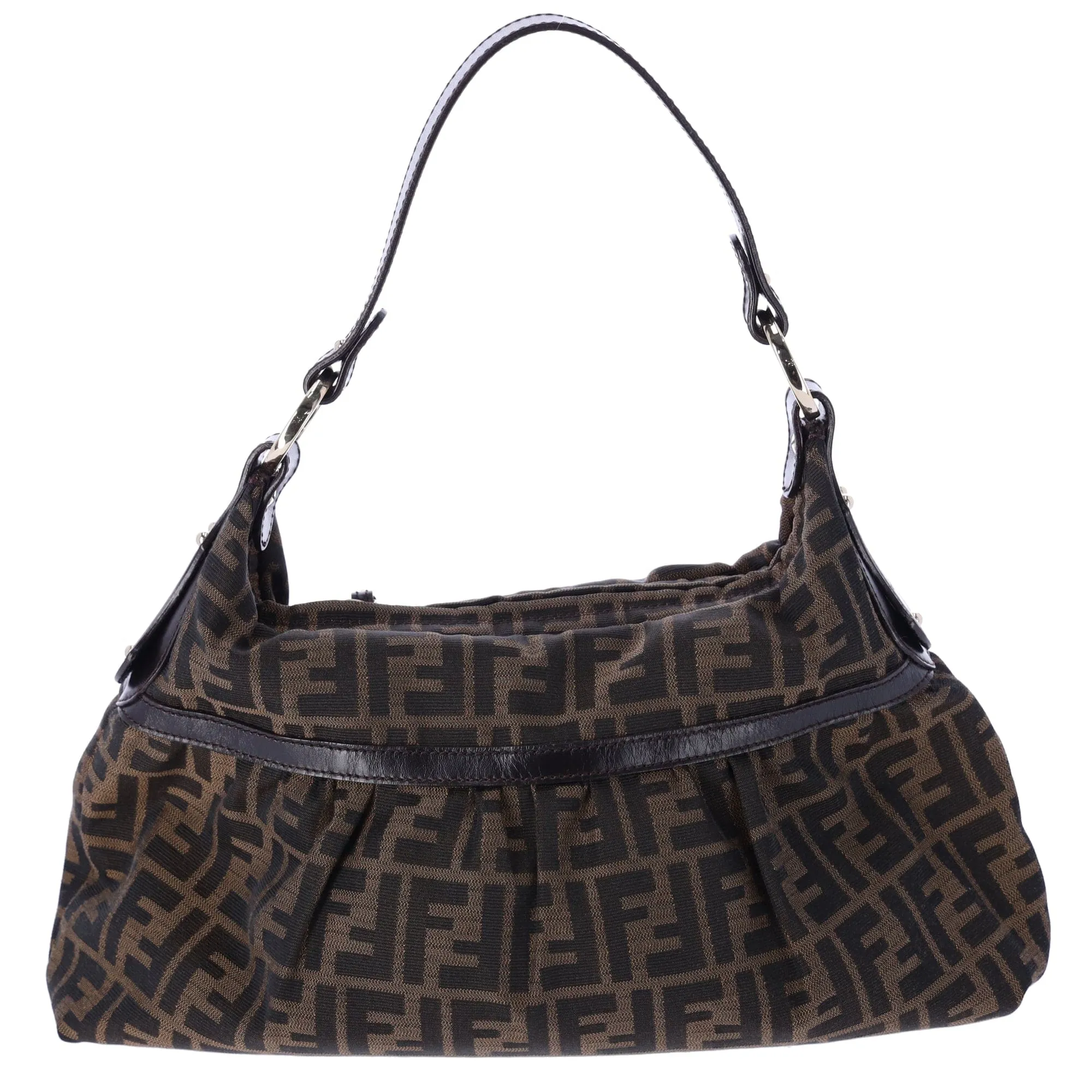 FENDI Zucca 8BR448 Brown Black Jacquard Leather Shoulder Bag Hobo sold by Gaby's Bags product image thumbnail 4