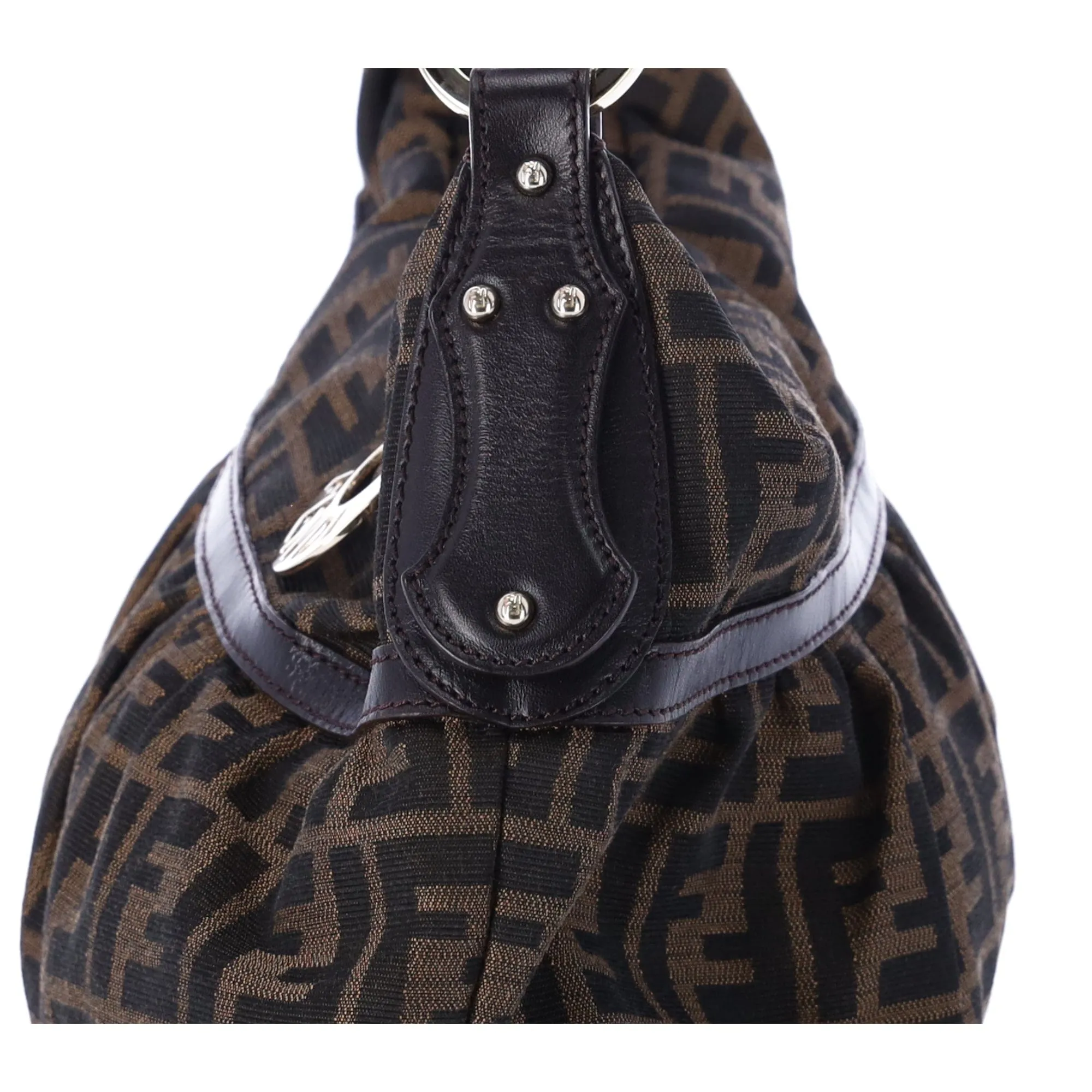 FENDI Zucca 8BR448 Brown Black Jacquard Leather Shoulder Bag Hobo sold by Gaby's Bags product image thumbnail 3