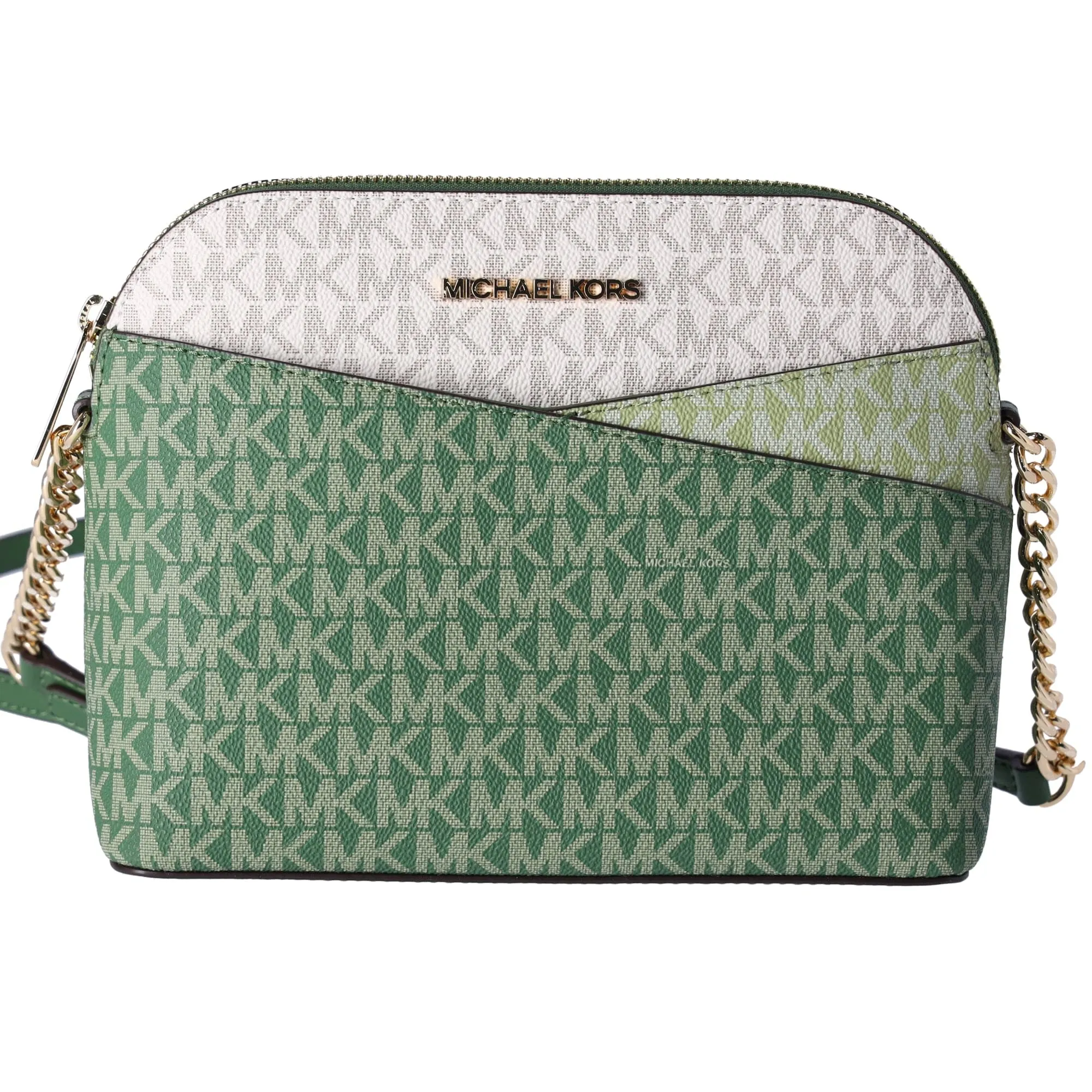 Michael Kors Jet Set Travel Dome Crossbody Bag Signature Fern Green Multi MK sold by Gaby's Bags