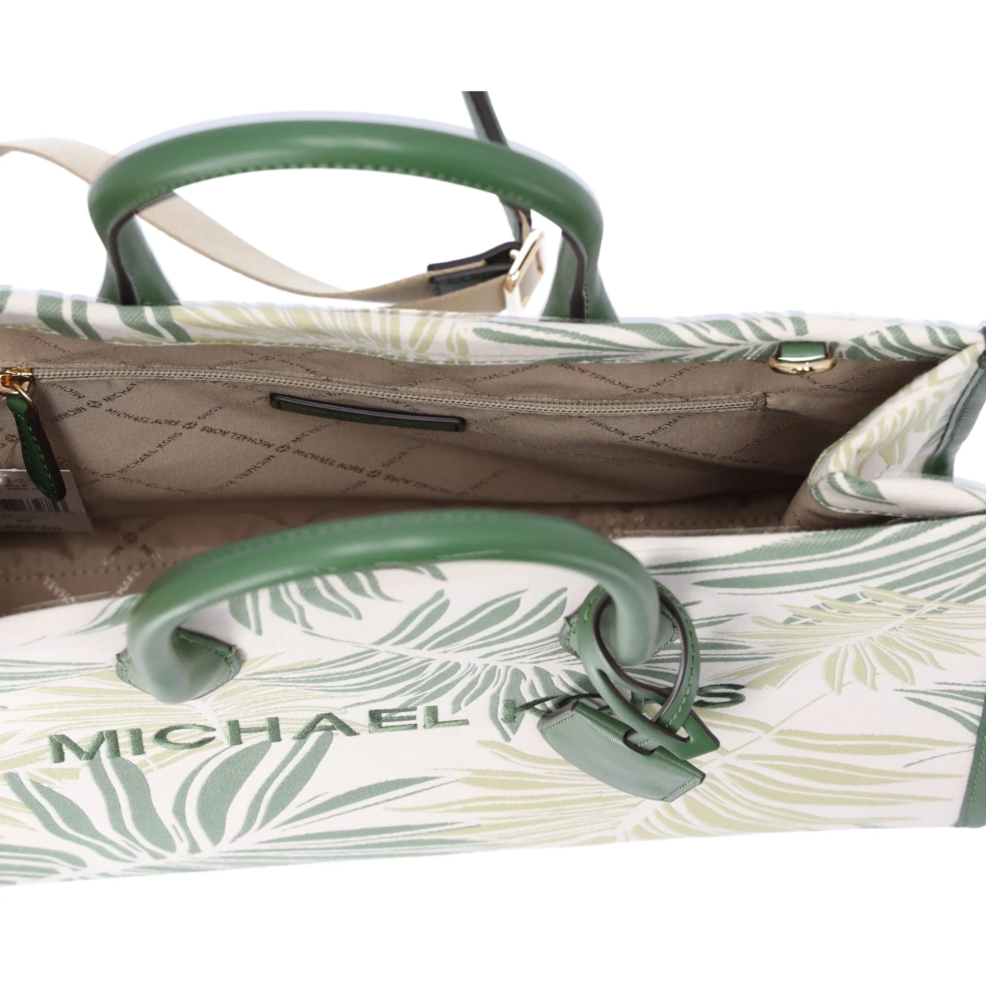 Michael Kors Mirella Medium East West Tote Fern Green multi Palm Tree Leaves sold by Gaby's Bags product image thumbnail 4