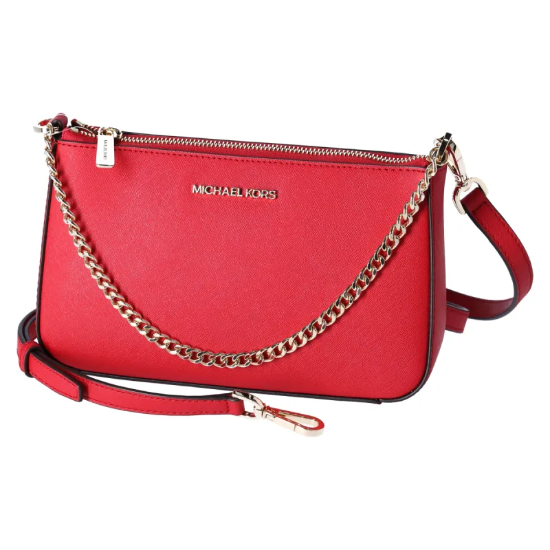 Michael Kors Jet Set Travel Medium Zip Pouchette Crossbody Bright Red Leather sold by Gaby's Bags