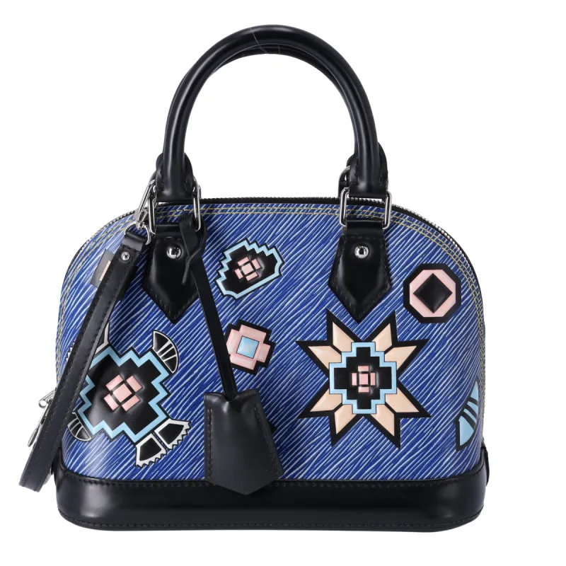 Louis Vuitton Blue Denim Aztec Epi Leather Alma BB Small Dome Bag Crossbody sold by Gaby's Bags