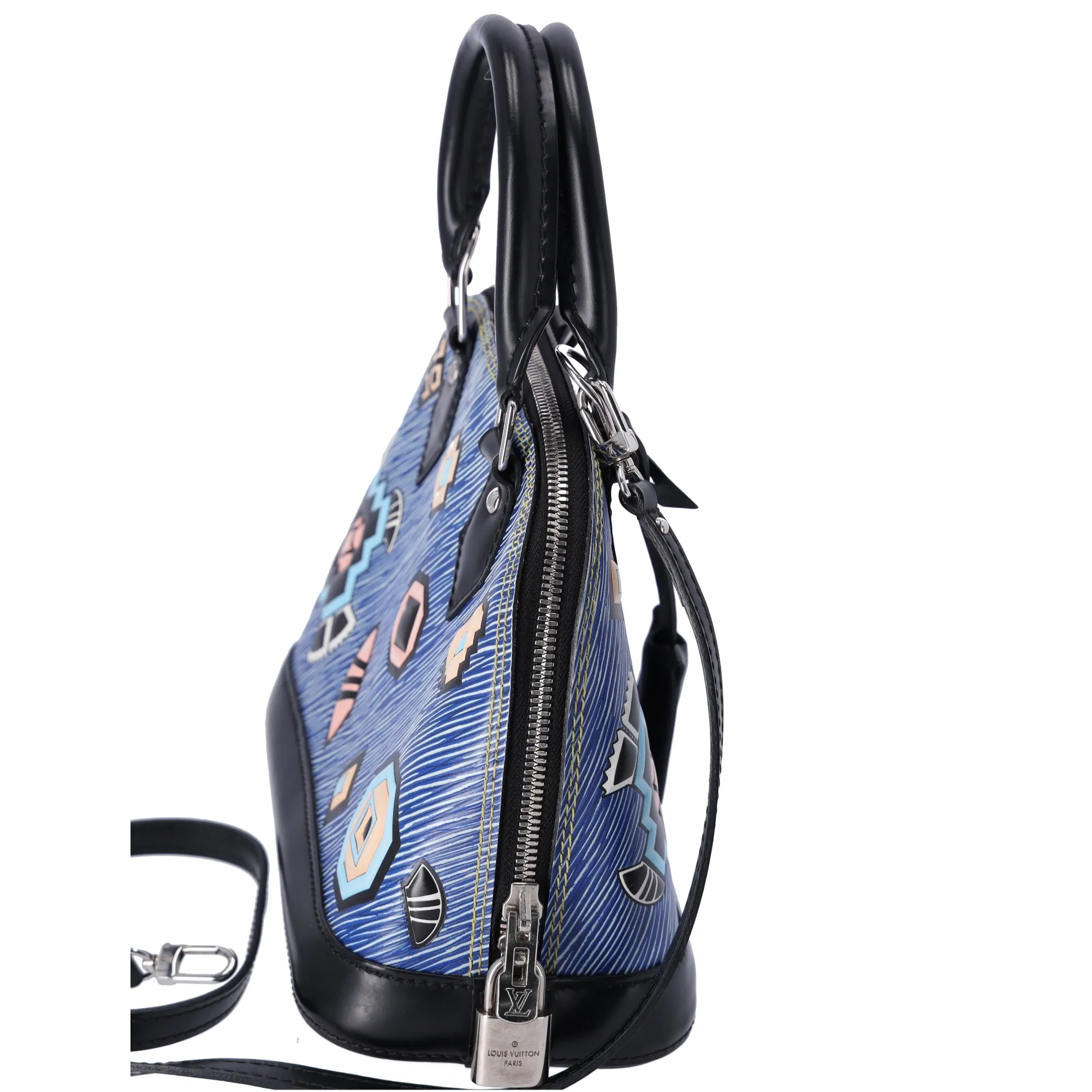 Louis Vuitton Blue Denim Aztec Epi Leather Alma BB Small Dome Bag Crossbody sold by Gaby's Bags product image thumbnail 5