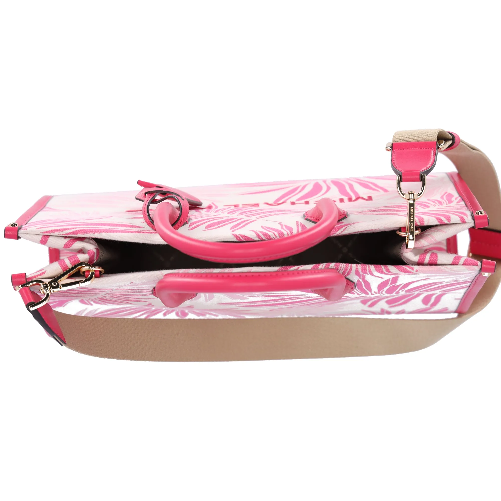 Michael Kors Mirella Medium East West Tote Electric Pink Multi Palm Tree Leaves sold by Gaby's Bags product image thumbnail 2