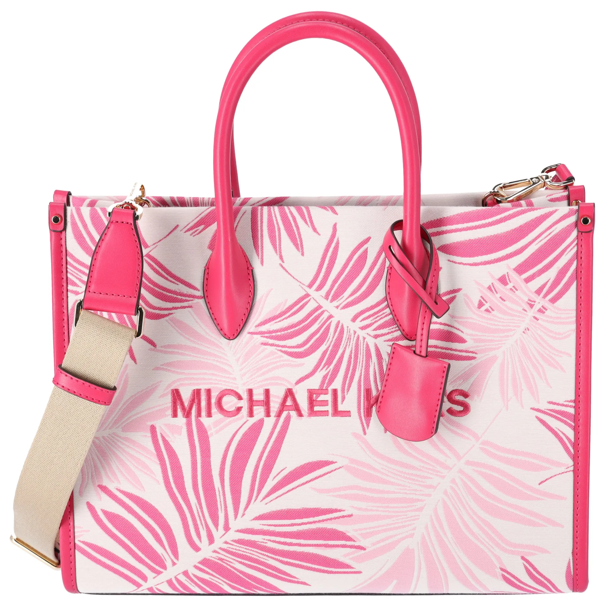 Michael Kors Mirella Medium East West Tote Electric Pink Multi Palm Tree Leaves sold by Gaby's Bags product image thumbnail 3