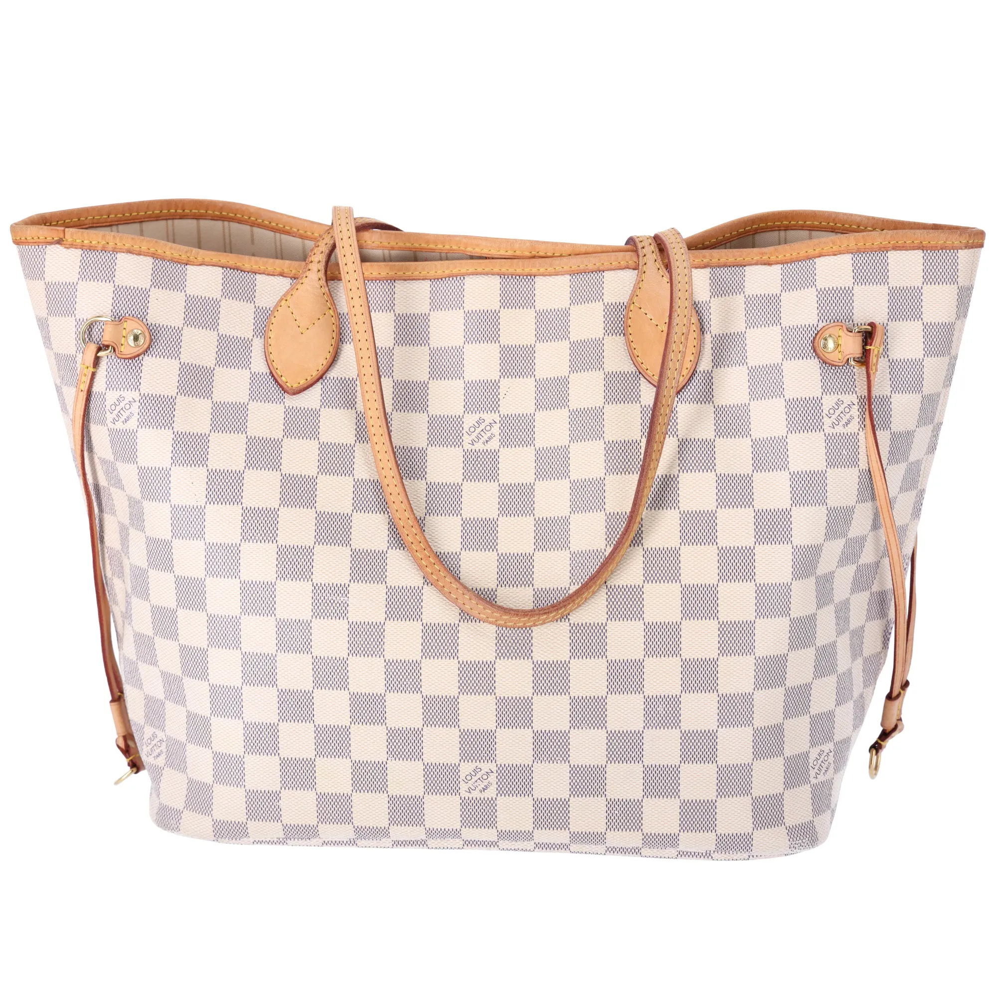 Louis Vuitton Neverfull MM Tote Bag N51107 Azur Damier Canvas Beige sold by Gaby's Bags product image thumbnail 5