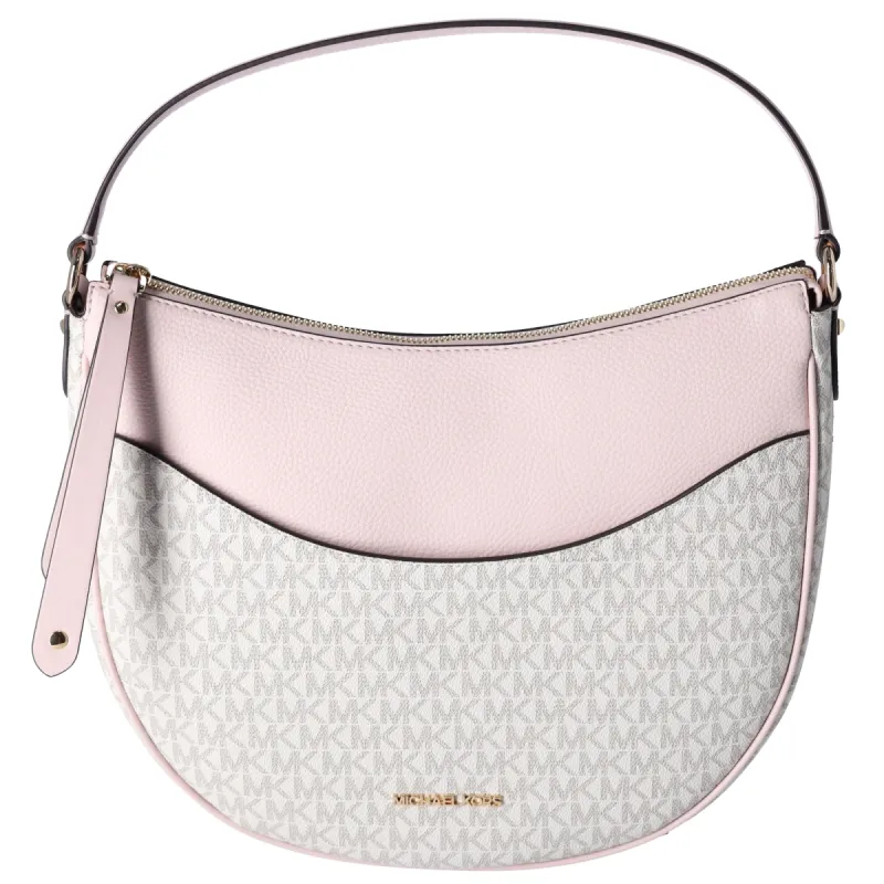 MIchael Kors Dover Large Half Moon Shoulder Bag Hobo Vanilla MK Pink sold by Gaby's Bags