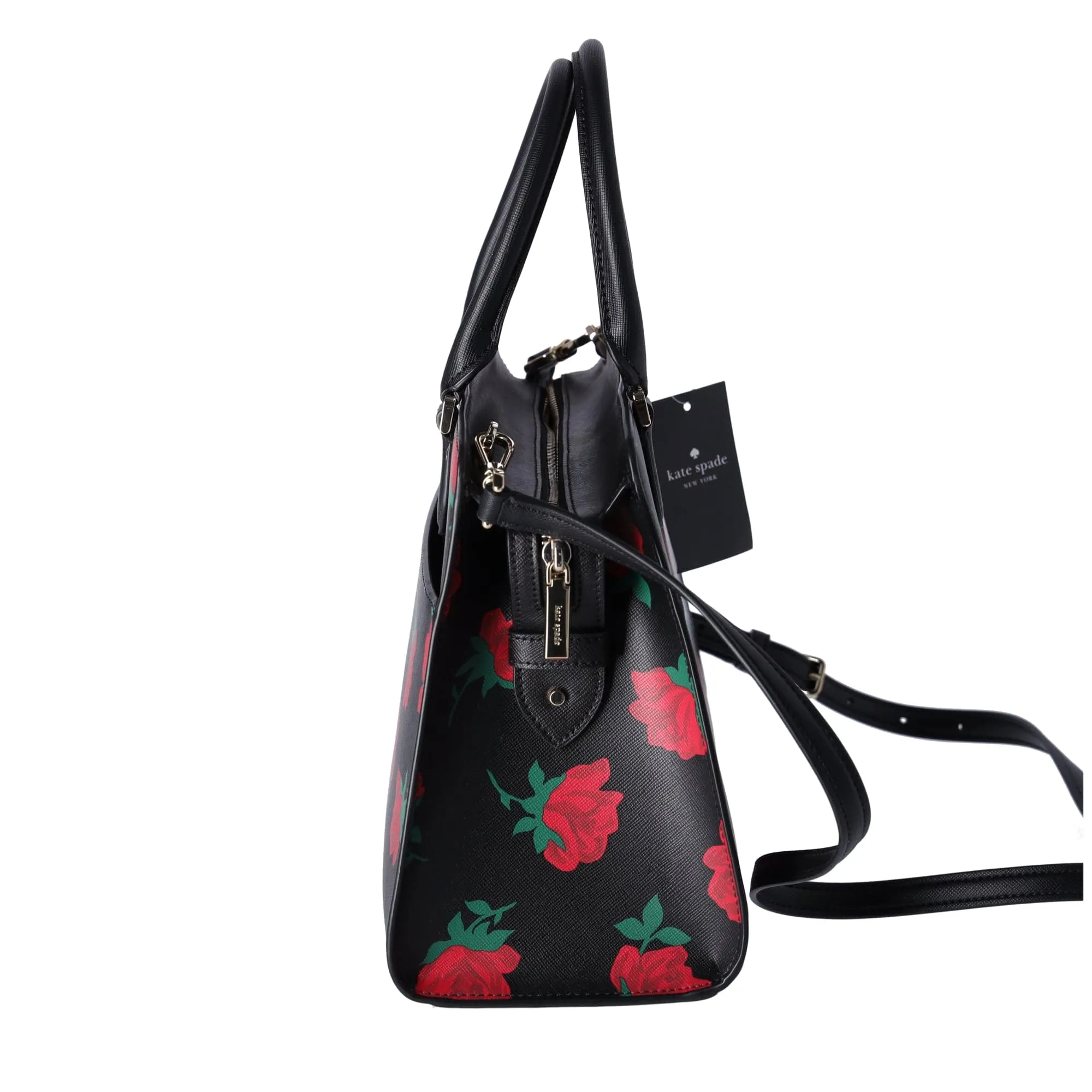 Kate Spade Madison Rose Toss Printed Medium Satchel KE536 Black Red Rose Floral sold by Gaby's Bags product image thumbnail 4