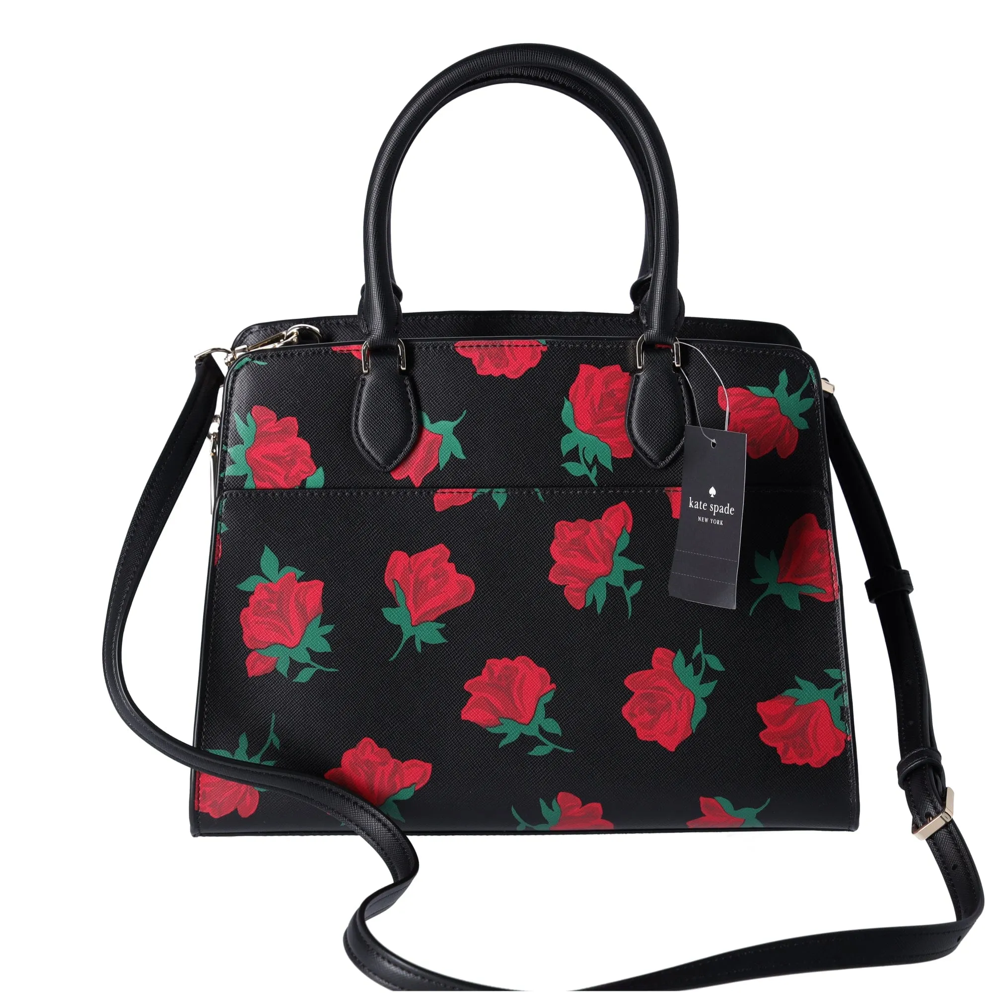 Kate Spade Madison Rose Toss Printed Medium Satchel KE536 Black Red Rose Floral sold by Gaby's Bags product image thumbnail 5