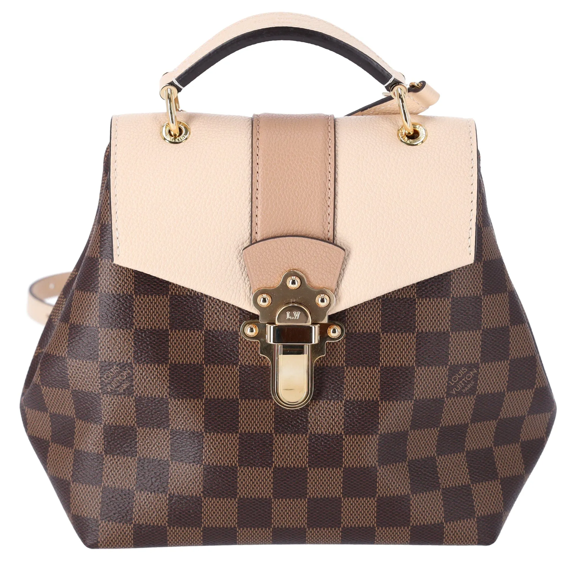 Louis Vuitton Clapton Backpack Damier Brown Canvas Leather Cream Crossbody sold by Gaby's Bags