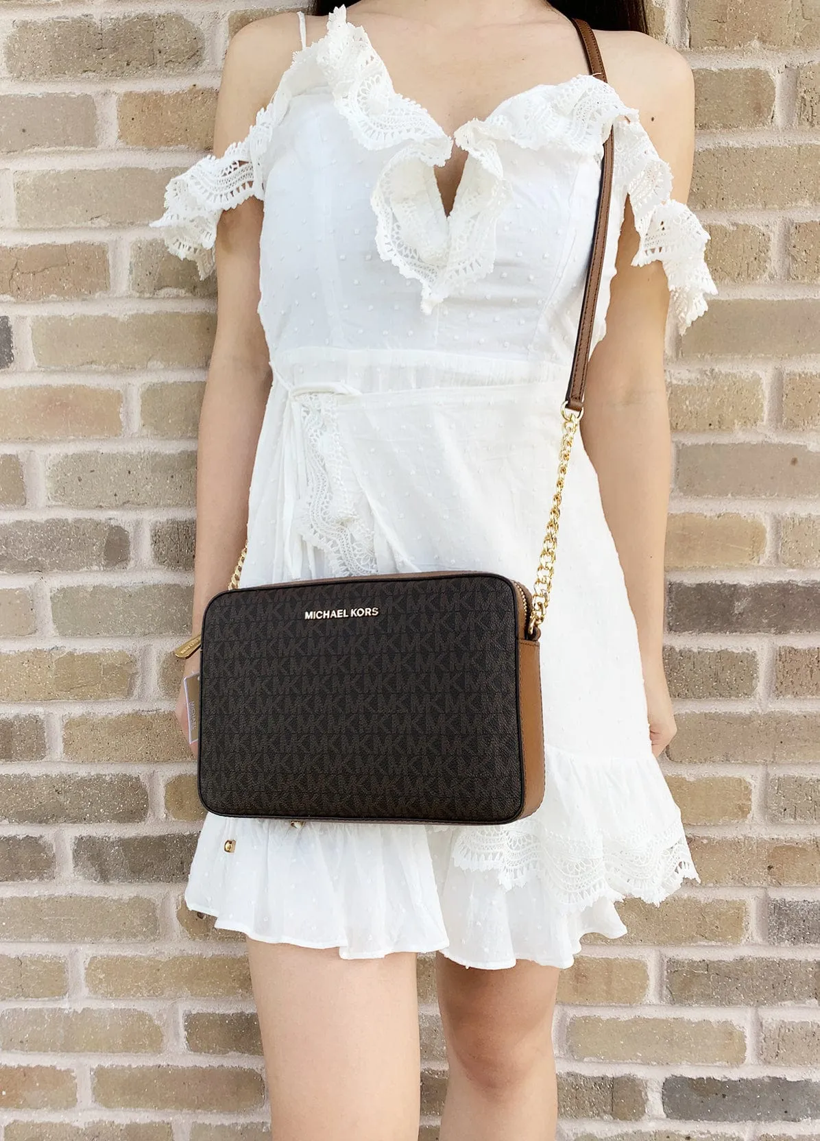 Michael Kors JetSet EastWest LargeCrossbody Brown MKSignature sold by Gaby's Bags product image thumbnail 3