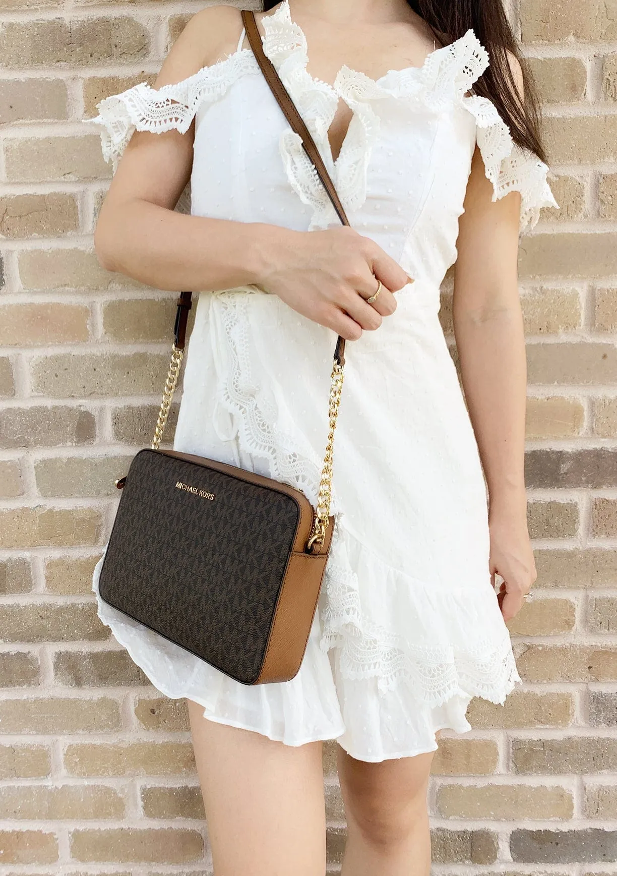 Michael Kors JetSet EastWest LargeCrossbody Brown MKSignature sold by Gaby's Bags product image thumbnail 2
