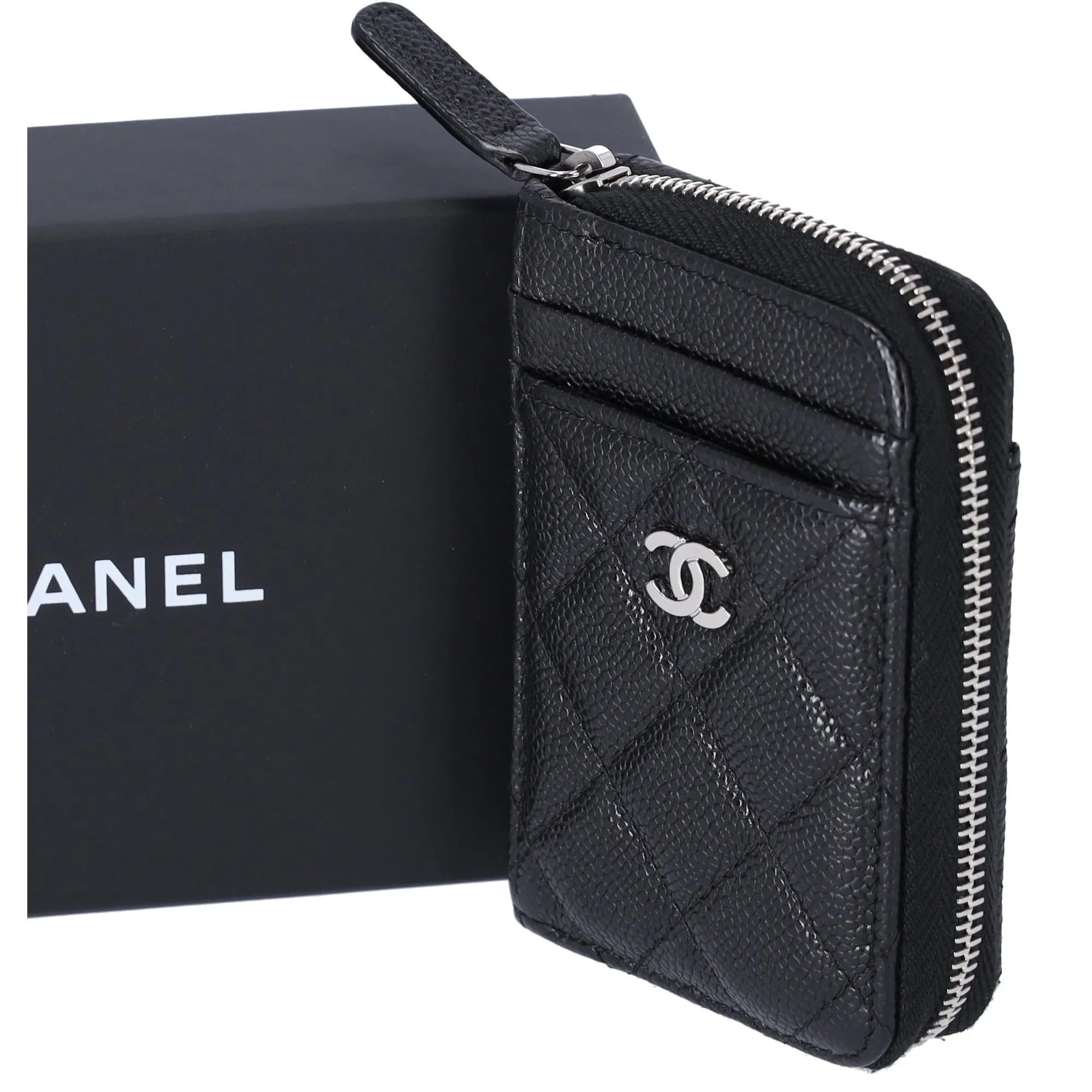 Chanel Classic Caviar Quilted Zip Card Holder Black Wallet sold by Gaby's Bags product image thumbnail 3