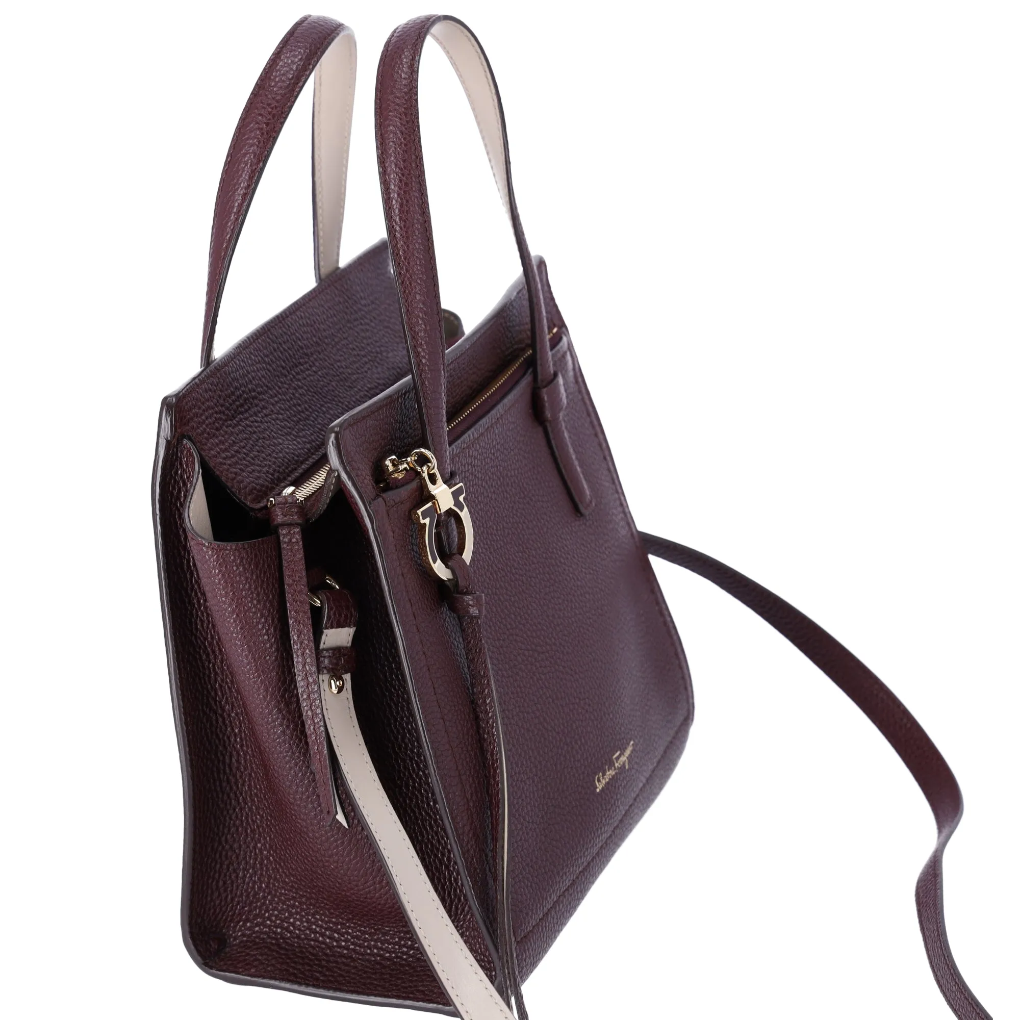 Salvatore Ferragamo Amy Gancini Mini Satchel Crossbody Dark Brown Leather sold by Gaby's Bags product image thumbnail 4