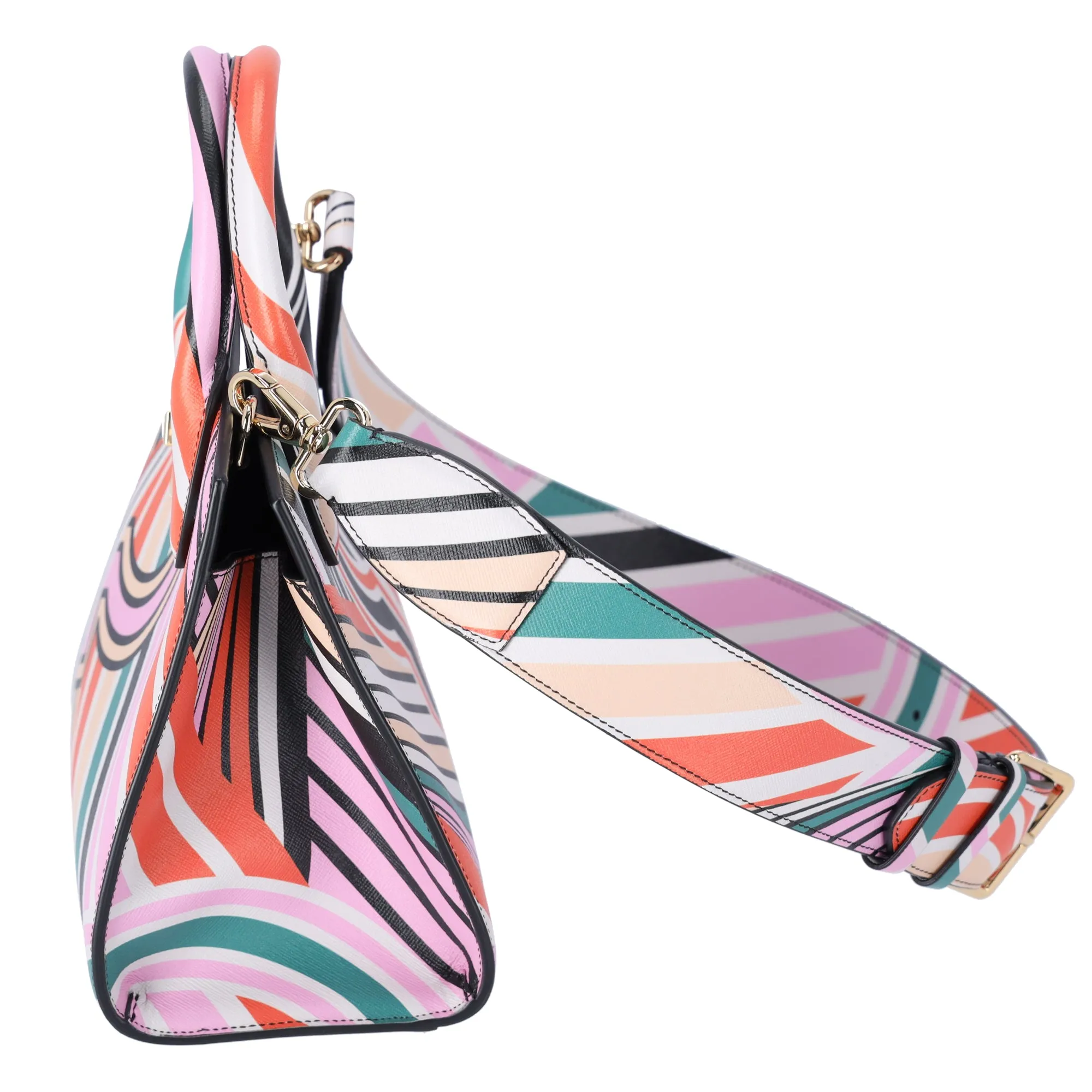 Salvatore Ferragamo Studio Box Handbag Orange Green Multi Leather sold by Gaby's Bags product image thumbnail 3