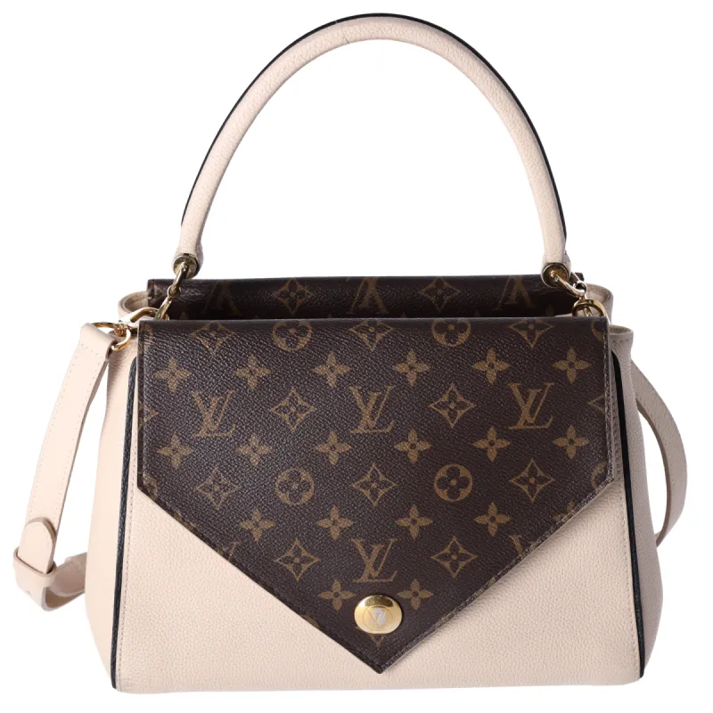 Louis Vuitton Double V Satchel Grained Calfskin Monogram Brown Creme sold by Gaby's Bags