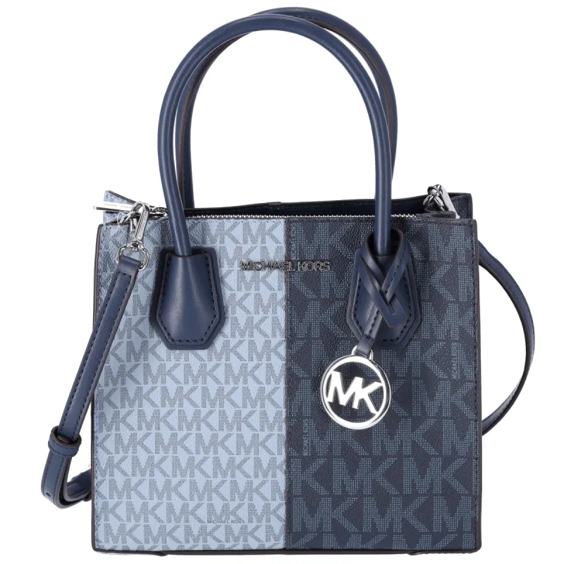 Michael Kors Mercer Medium Messenger Bag MK Signature Navy Blue Multi sold by Gaby's Bags