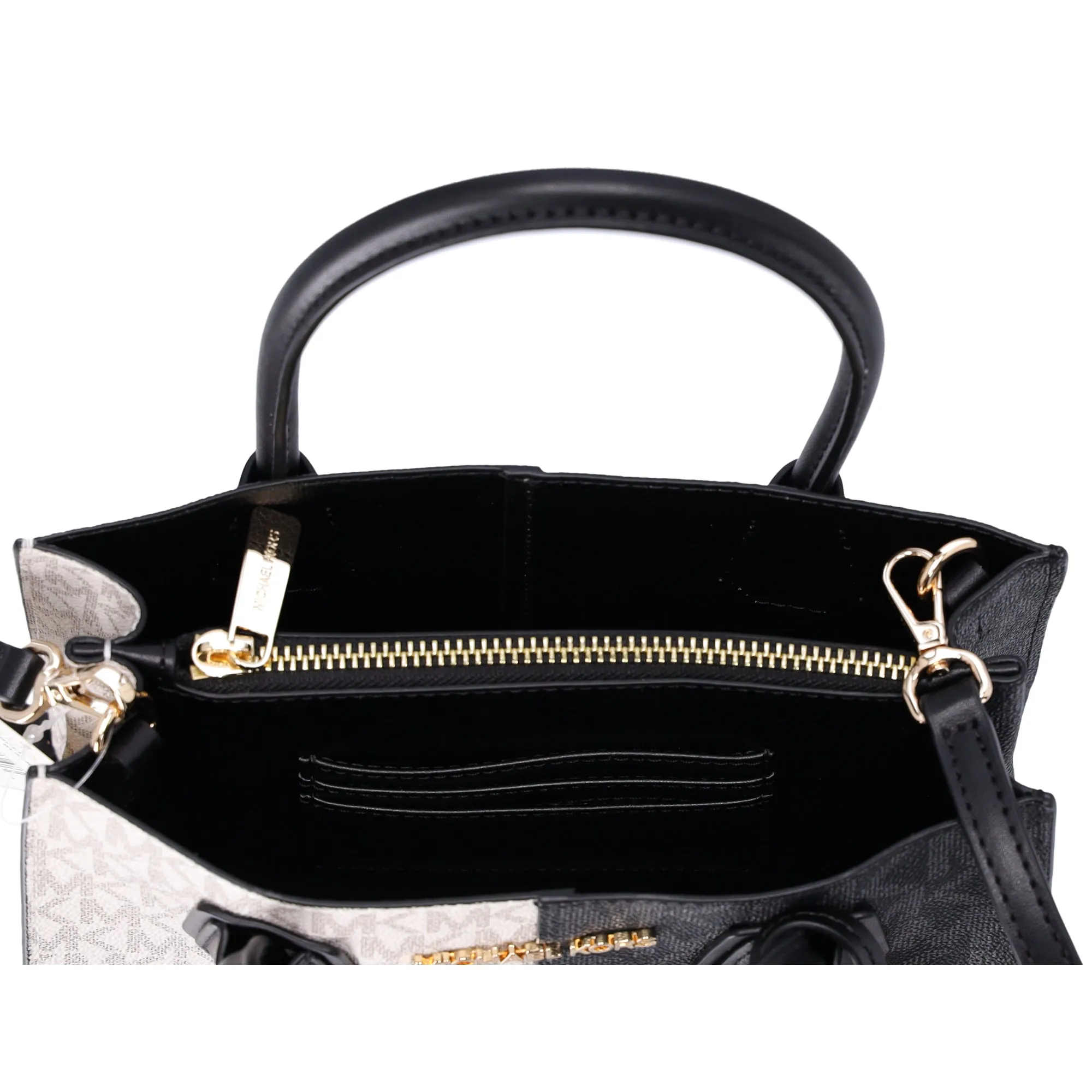 Michael Kors Mercer Medium Messenger Bag Vanilla Black Multi MK Signatue sold by Gaby's Bags product image thumbnail 5