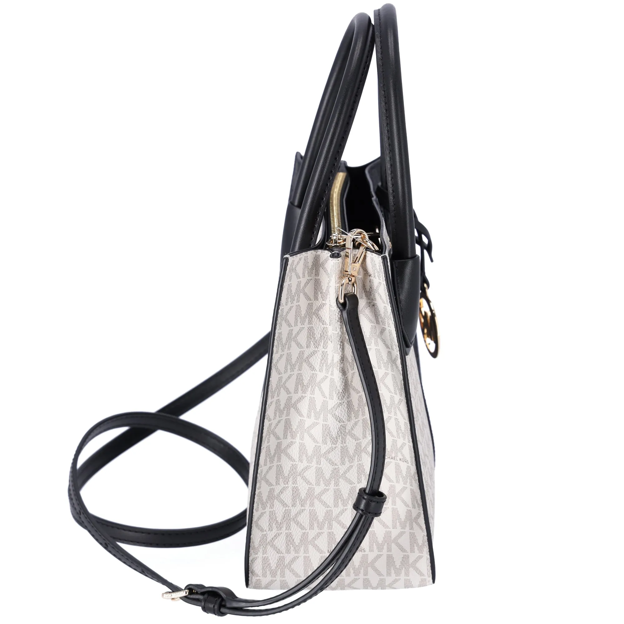 Michael Kors Mercer Medium Messenger Bag Vanilla Black Multi MK Signatue sold by Gaby's Bags product image thumbnail 4