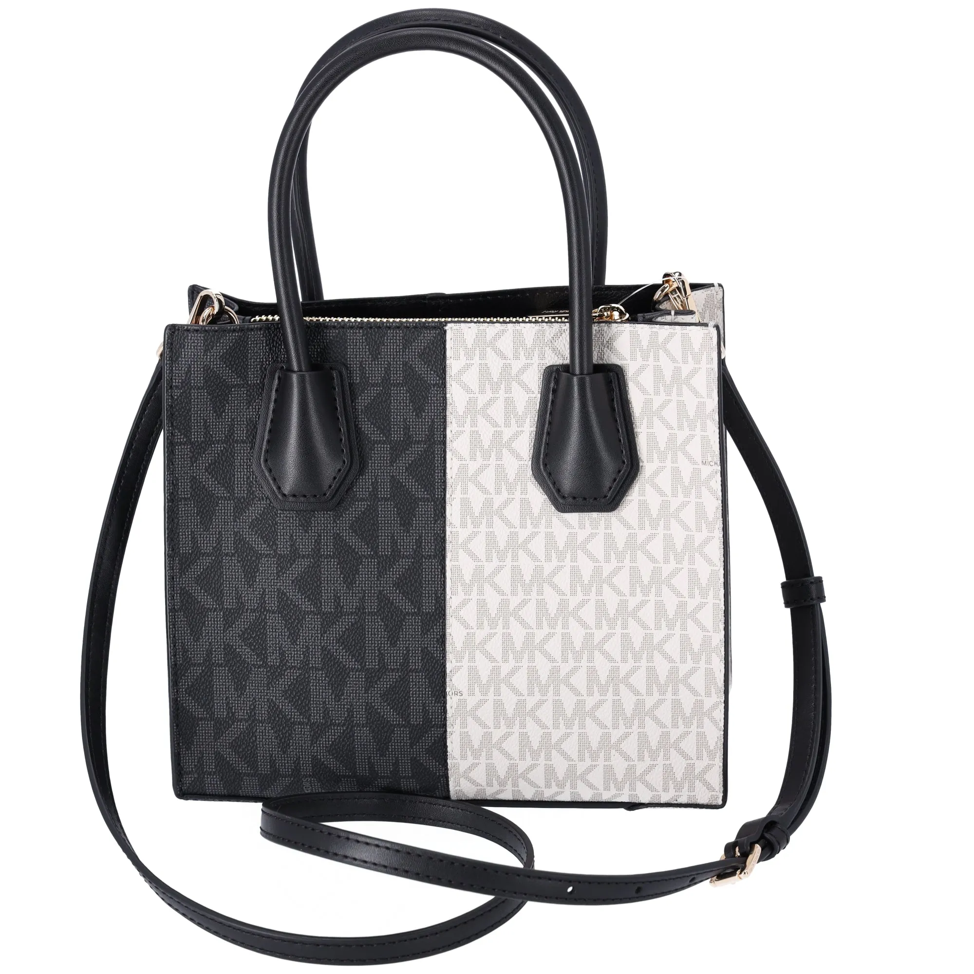 Michael Kors Mercer Medium Messenger Bag Vanilla Black Multi MK Signatue sold by Gaby's Bags product image thumbnail 3