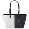 Michael Kors Jet Set Travel Medium Zip Top Tote Black Multi MK Signature sold by Gaby's Bags