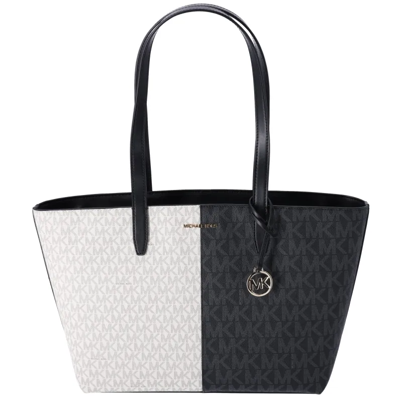 Michael Kors Jet Set Travel Medium Zip Top Tote Black Multi MK Signature sold by Gaby's Bags
