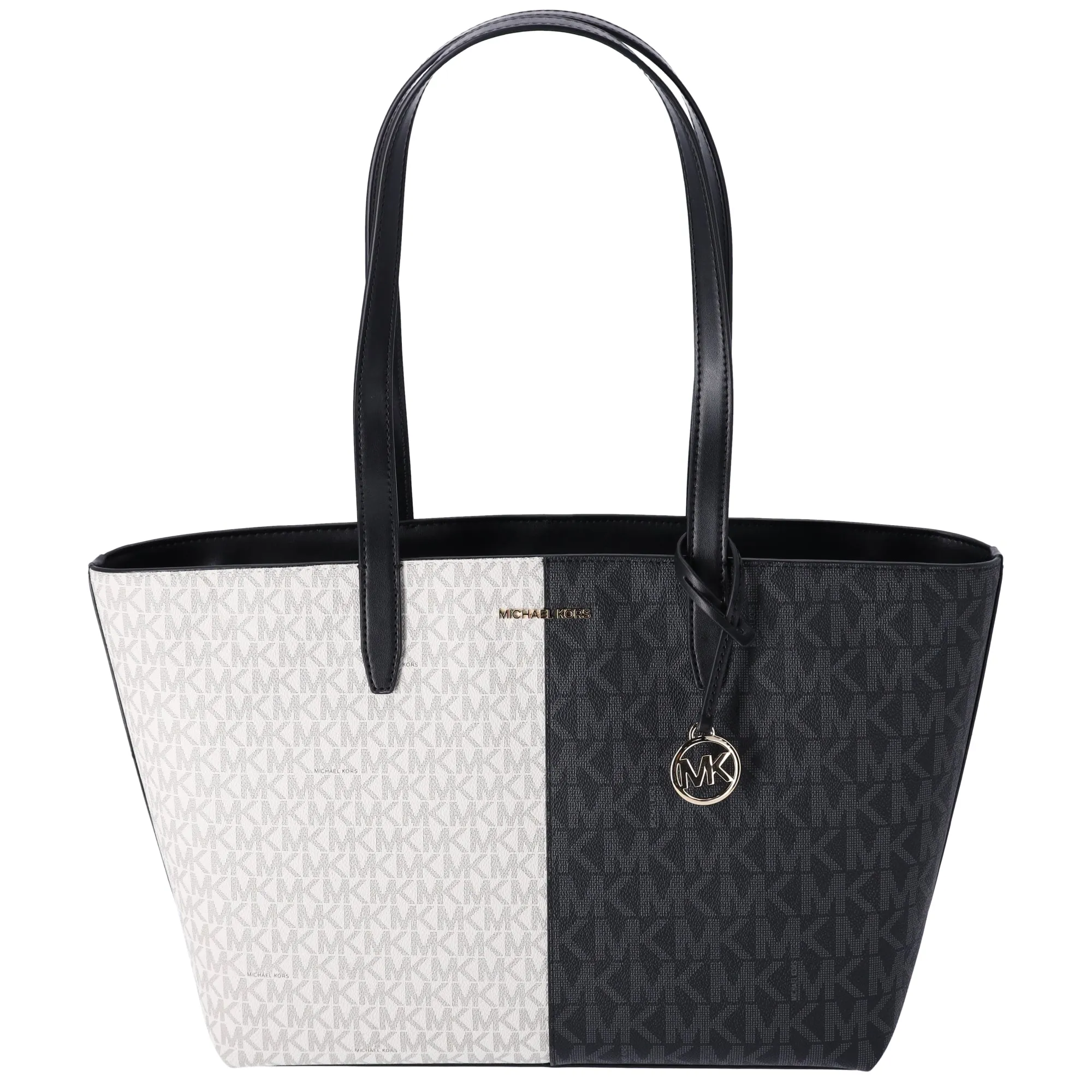 Michael Kors Jet Set Travel Medium Zip Top Tote Black Multi MK Signature sold by Gaby's Bags