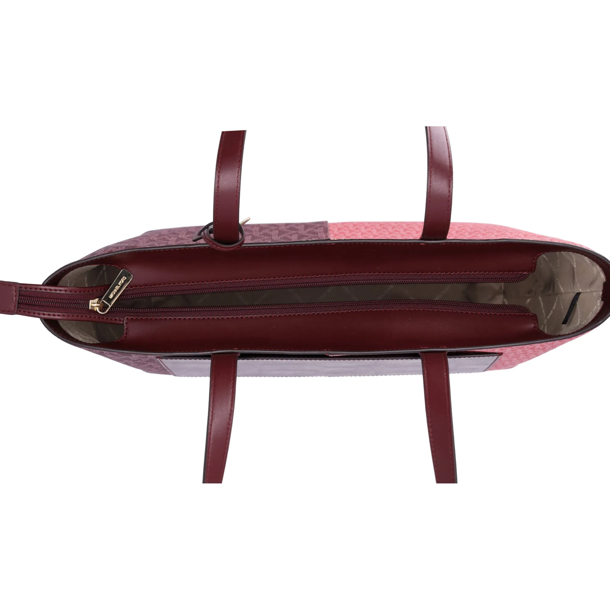 Michael Kors Jet Set Travel Medium Zip Top Tote Oxblood Multi MK Signature sold by Gaby's Bags product image thumbnail 5